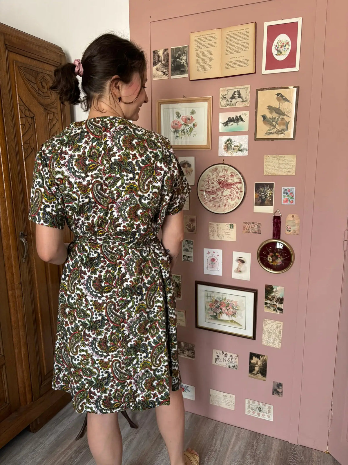 Robe chemise motif cachemire – T.46/48 – Vintage années 90