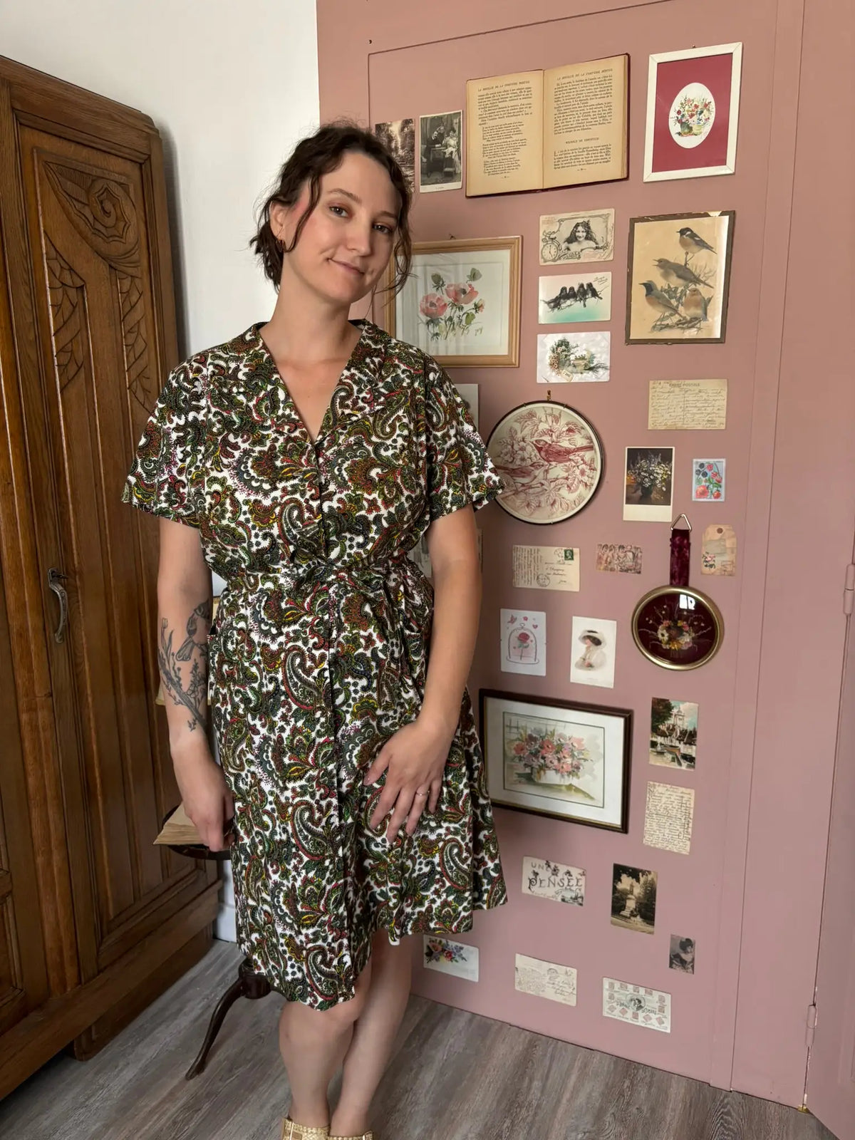 Robe chemise motif cachemire – T.46/48 – Vintage années 90