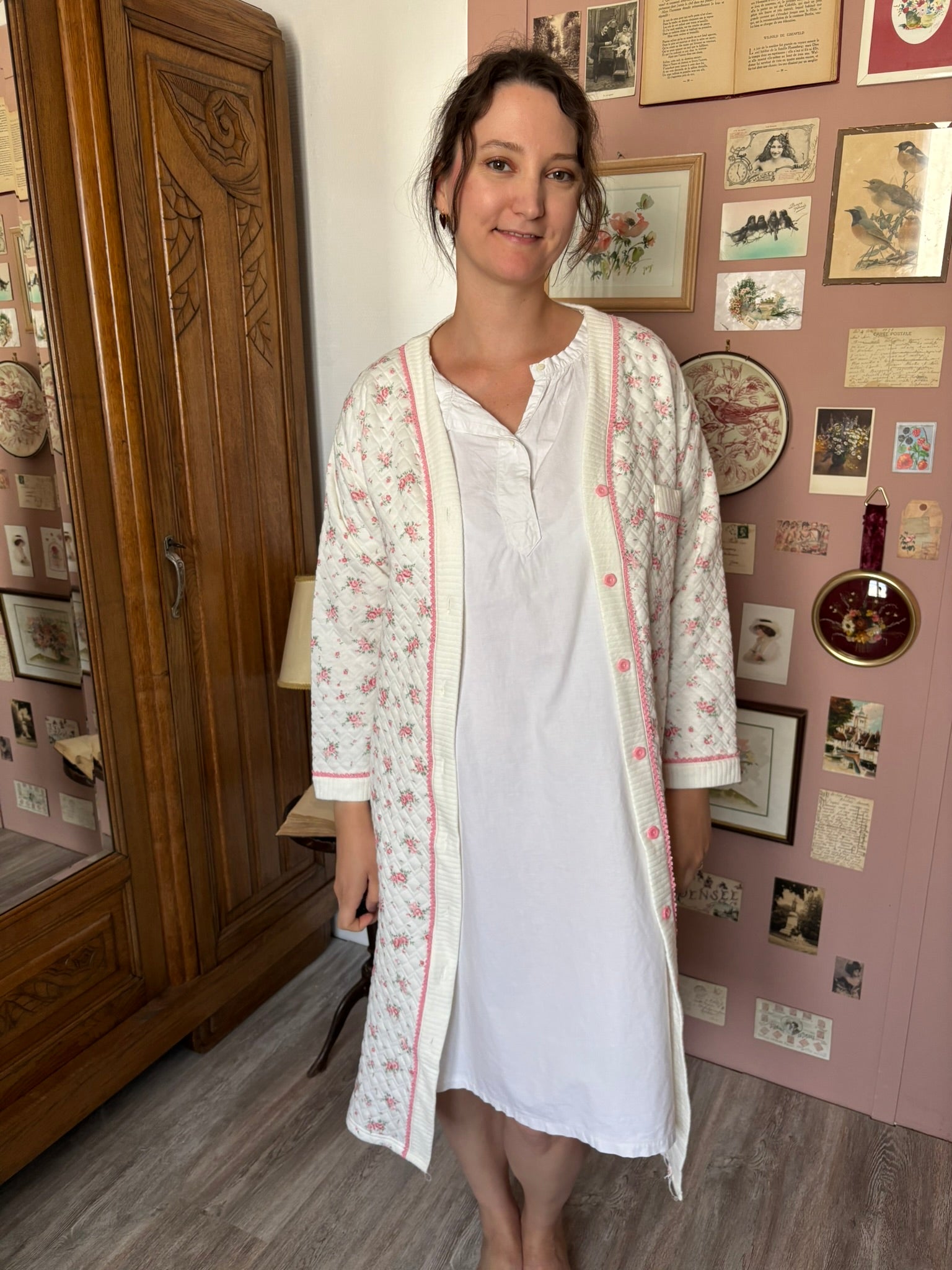 Robe de chambre matelassée fleurie – Du 38 au 42 – Vintage années 80
