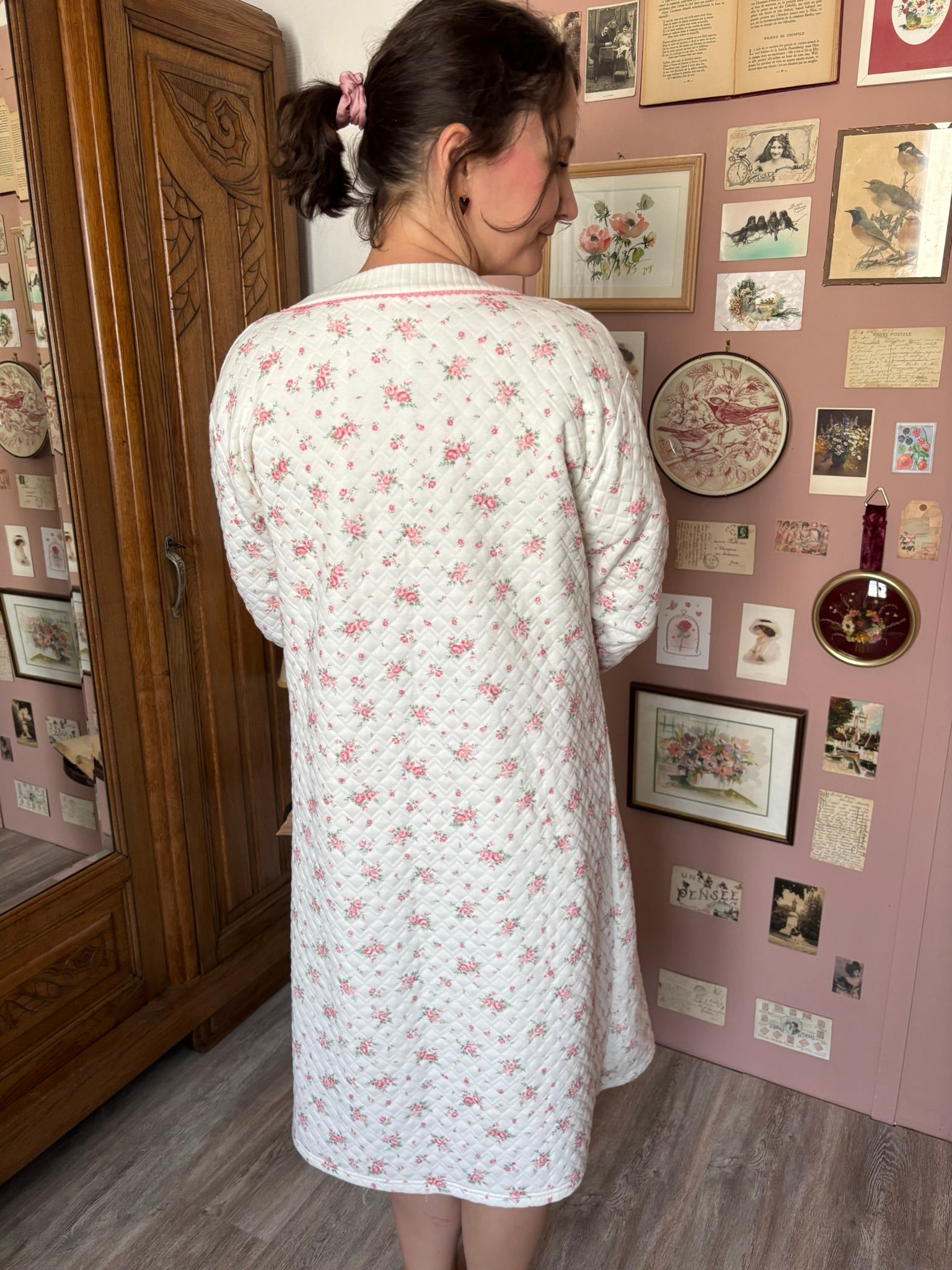 Robe de chambre matelassée fleurie – Du 38 au 42 – Vintage années 80
