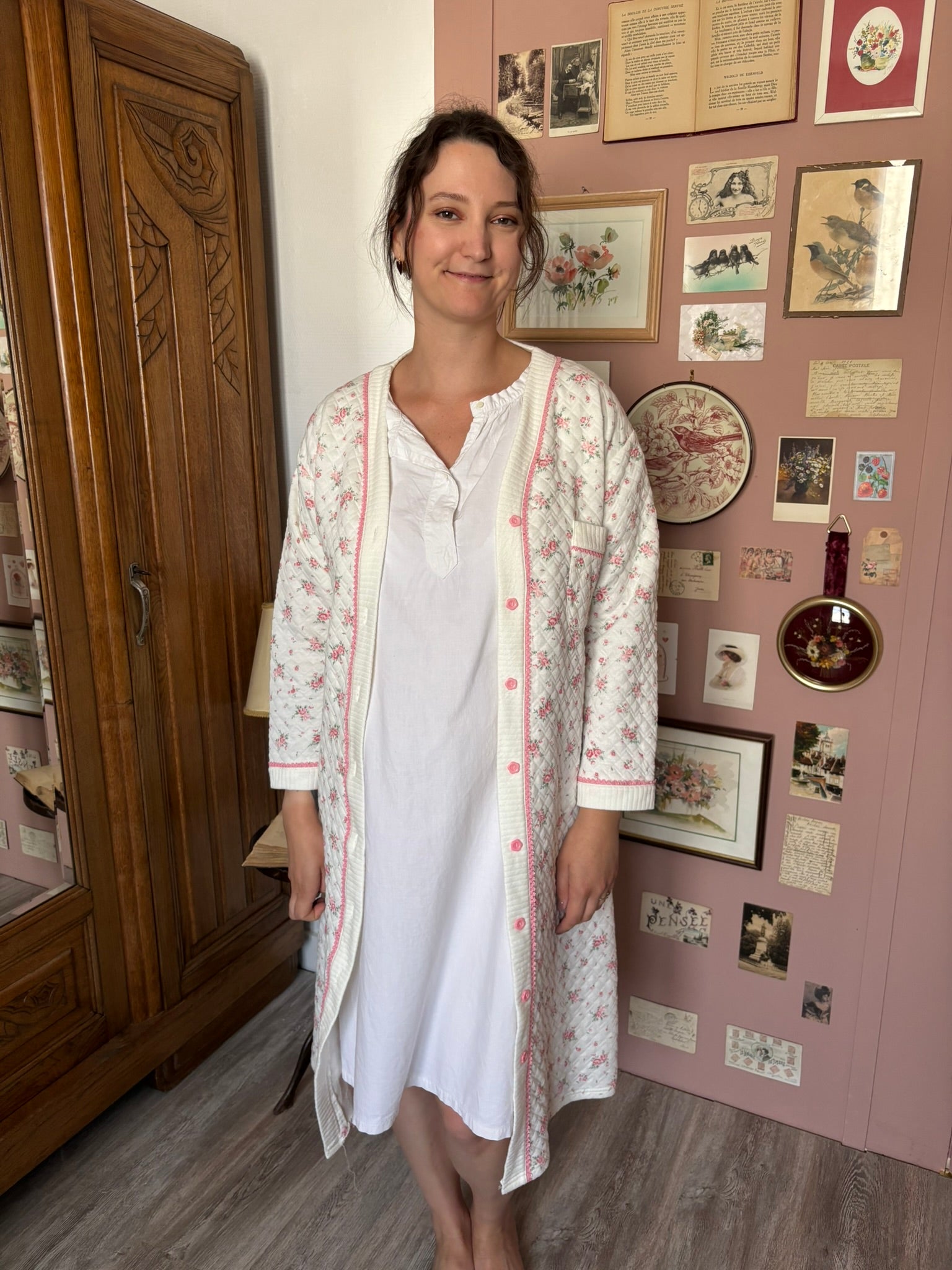 Robe de chambre matelassée fleurie – Du 38 au 42 – Vintage années 80