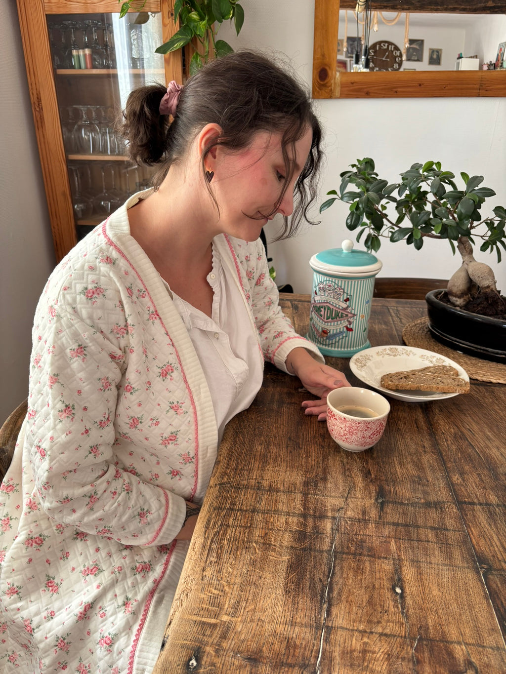 Robe de chambre matelassée fleurie – Du 38 au 42 – Vintage années 80