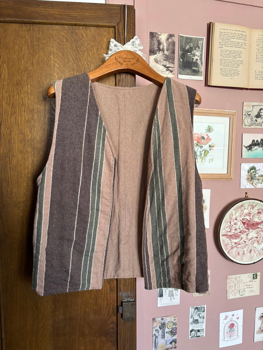 Gilet sans manches réversible rayé – T.36/38 – Vintage années 70