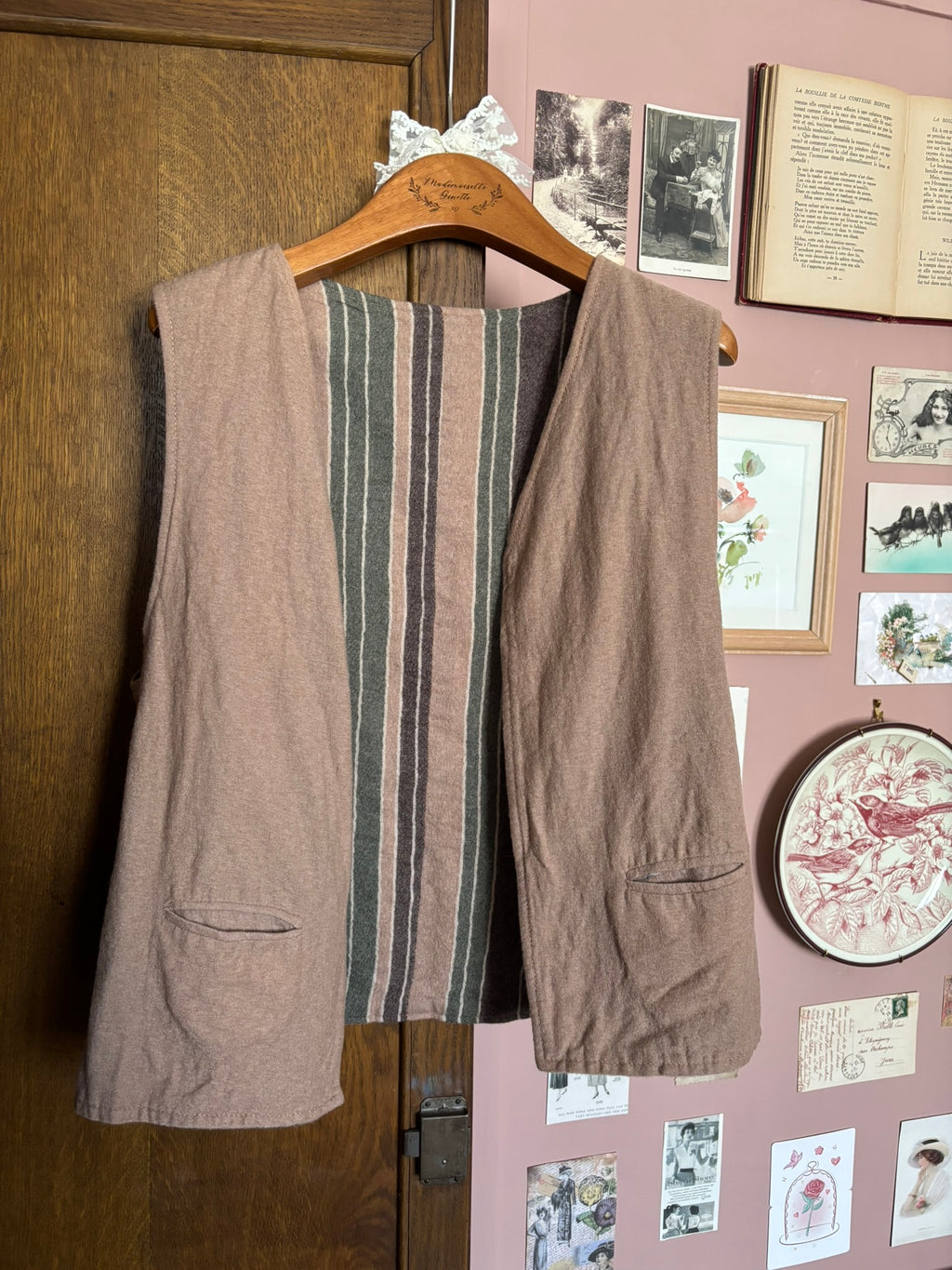 Gilet sans manches réversible rayé – T.36/38 – Vintage années 70