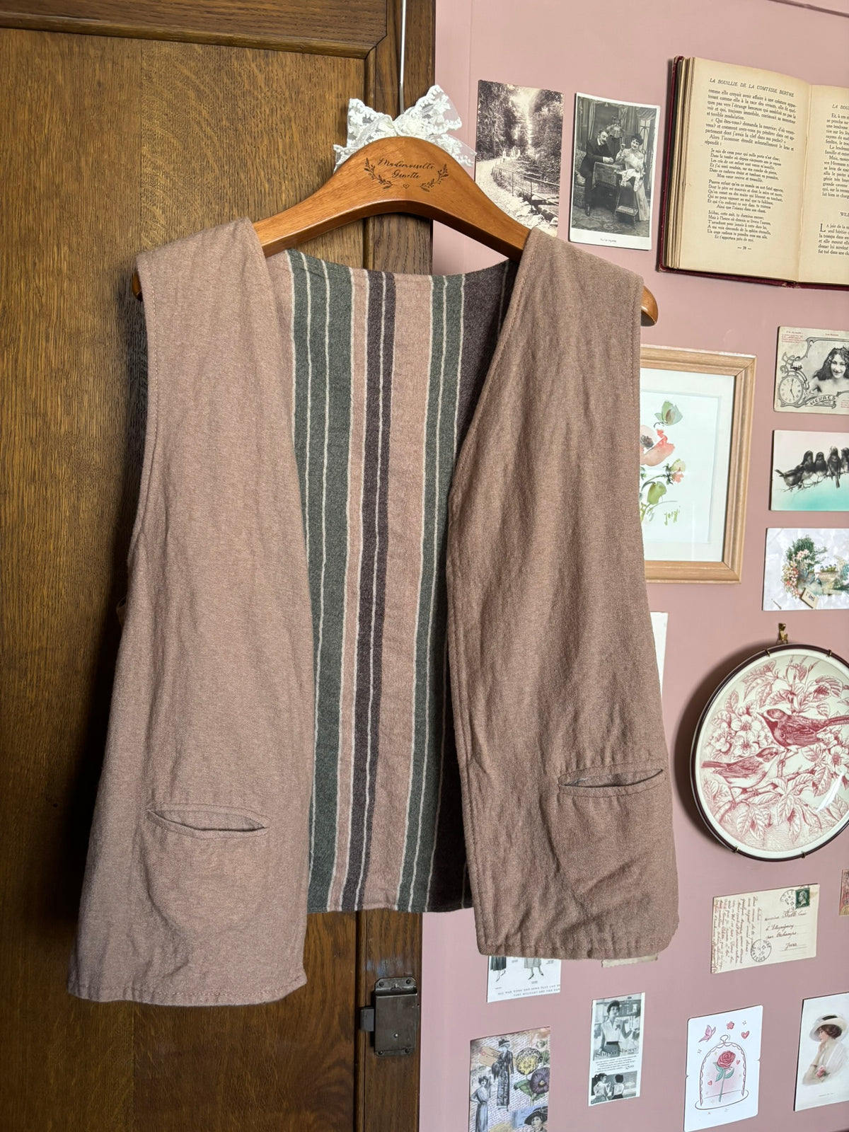 Gilet sans manches réversible rayé – T.36/38 – Vintage années 70