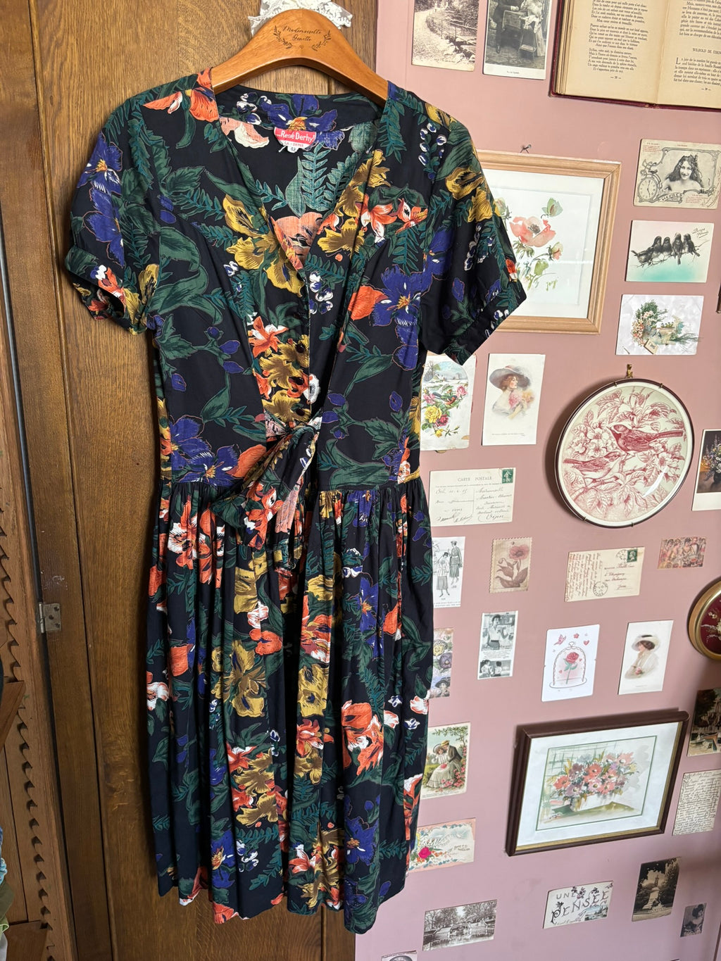 Robe midi patineuse fleurie René Derhy – T.38/40 – Vintage années 90