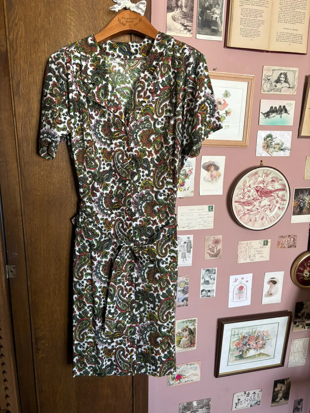 Robe chemise motif cachemire – T.46/48 – Vintage années 90