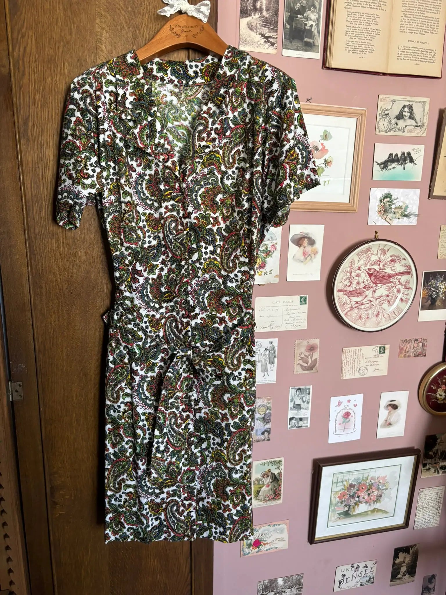 Robe chemise motif cachemire – T.46/48 – Vintage années 90