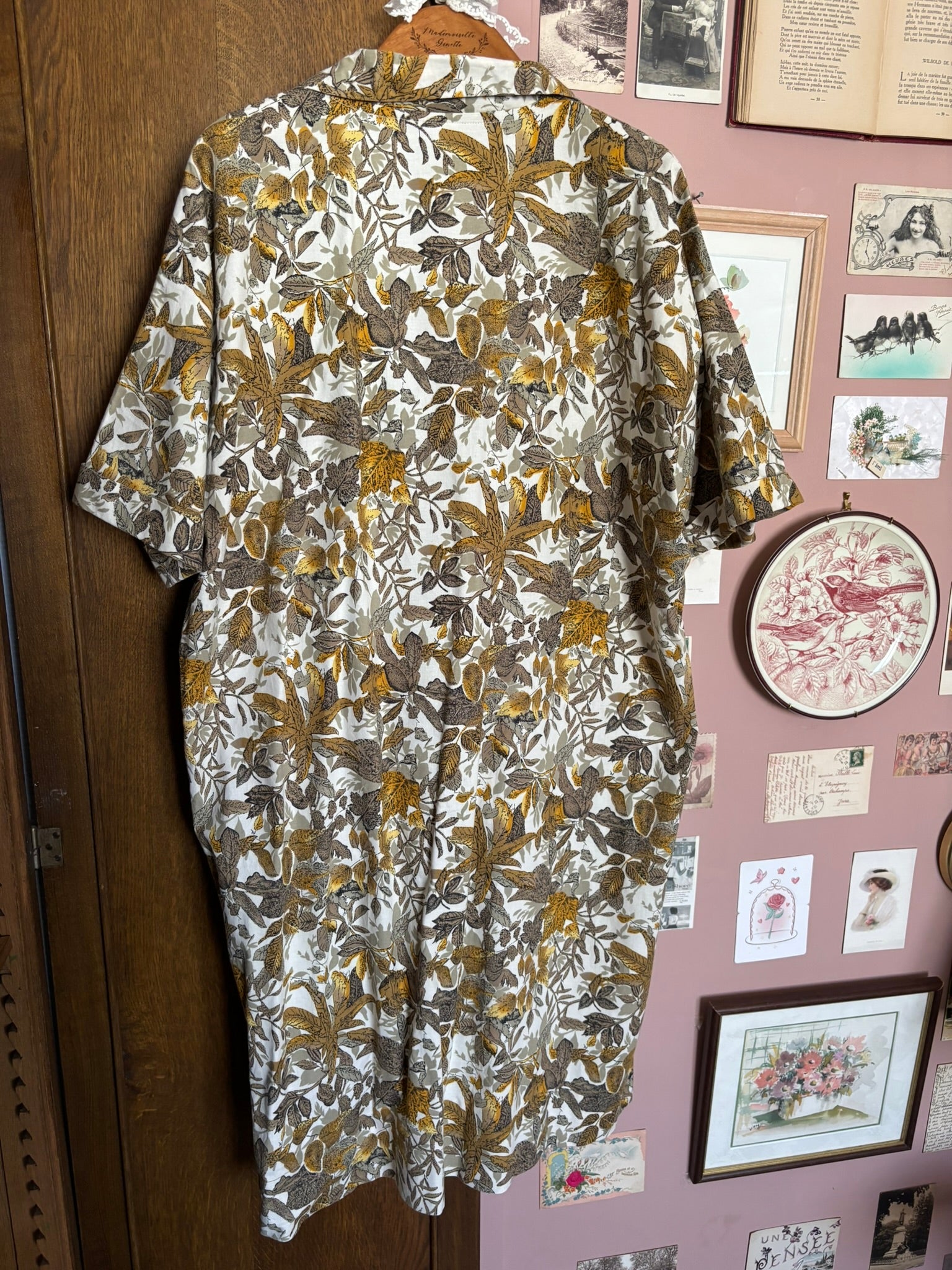 Robe chemise à imprimé feuillage – T.46/48 – Vintage années 80/90
