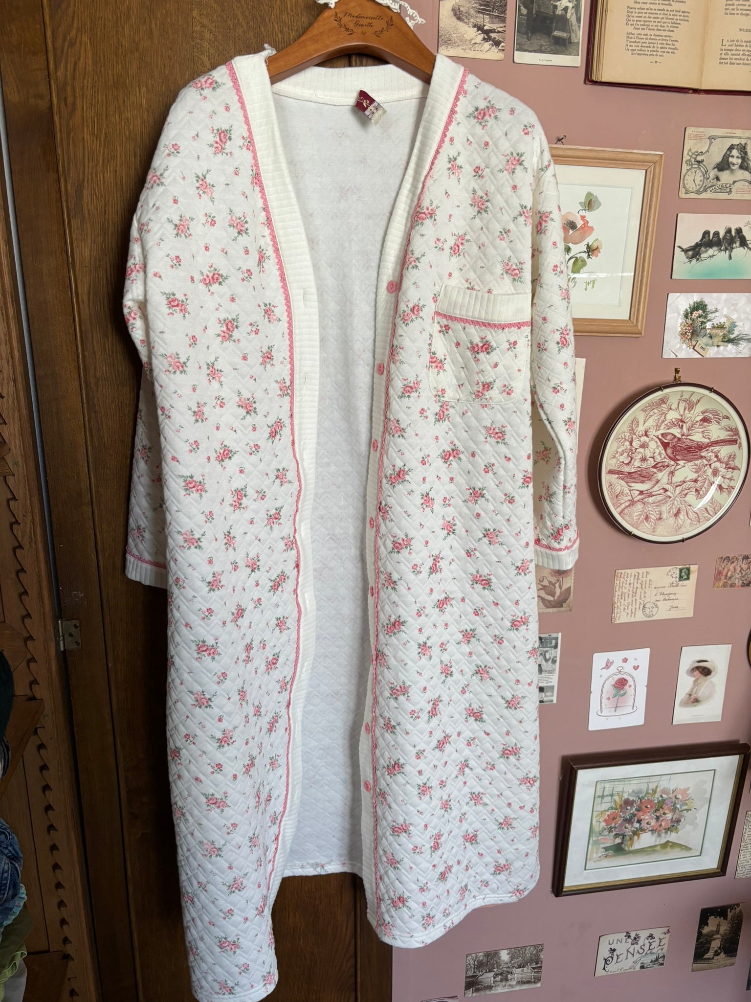 Robe de chambre matelassée fleurie – Du 38 au 42 – Vintage années 80