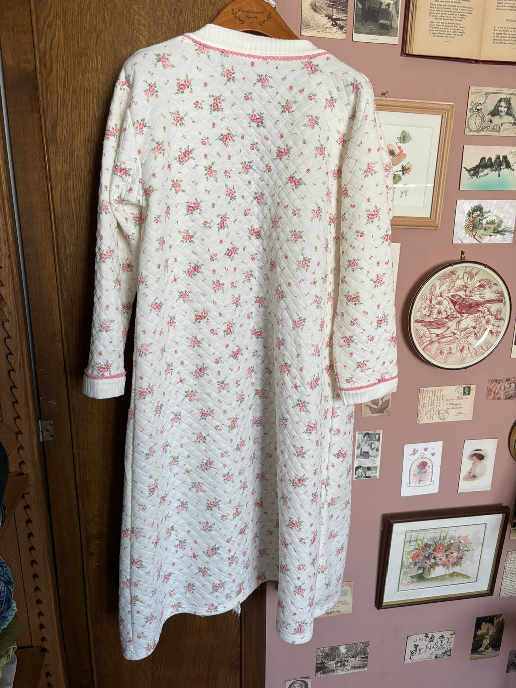 Robe de chambre matelassée fleurie – Du 38 au 42 – Vintage années 80