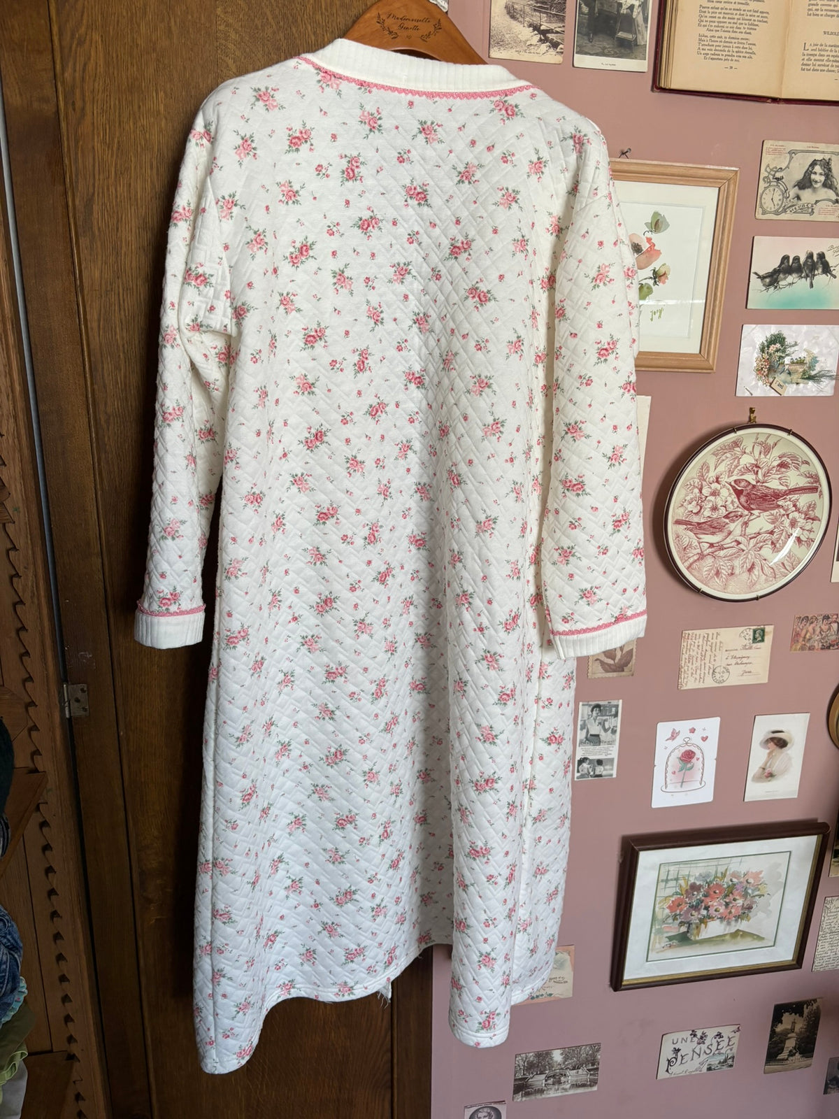 Robe de chambre matelassée fleurie – Du 38 au 42 – Vintage années 80