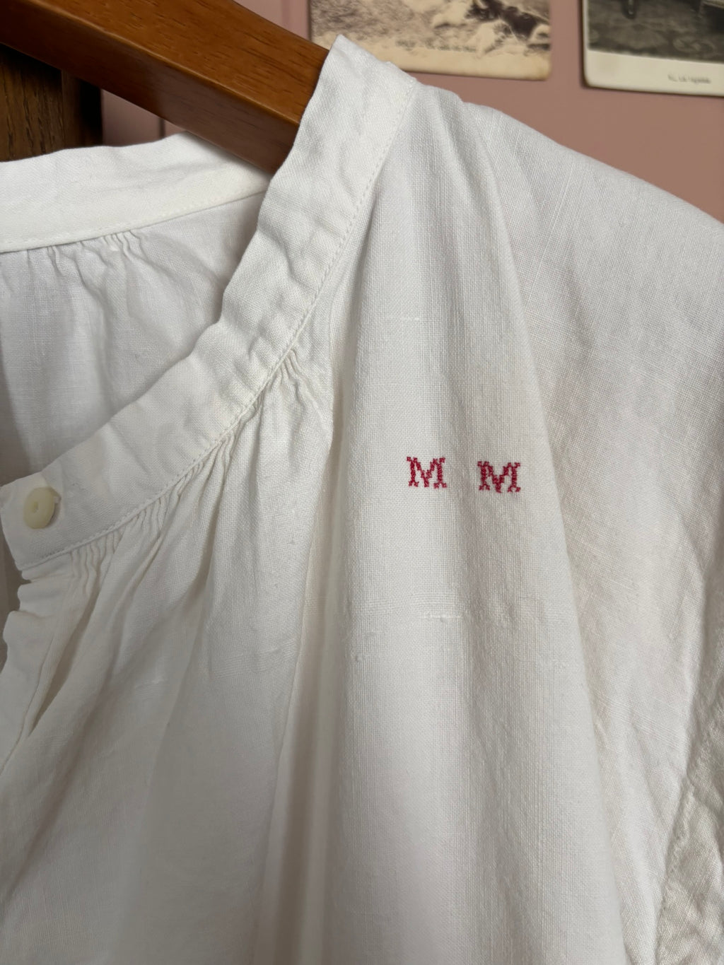Chemise de nuit ancienne blanche monogrammée – Du 38 au 46 -  Vintage début XXe siècle