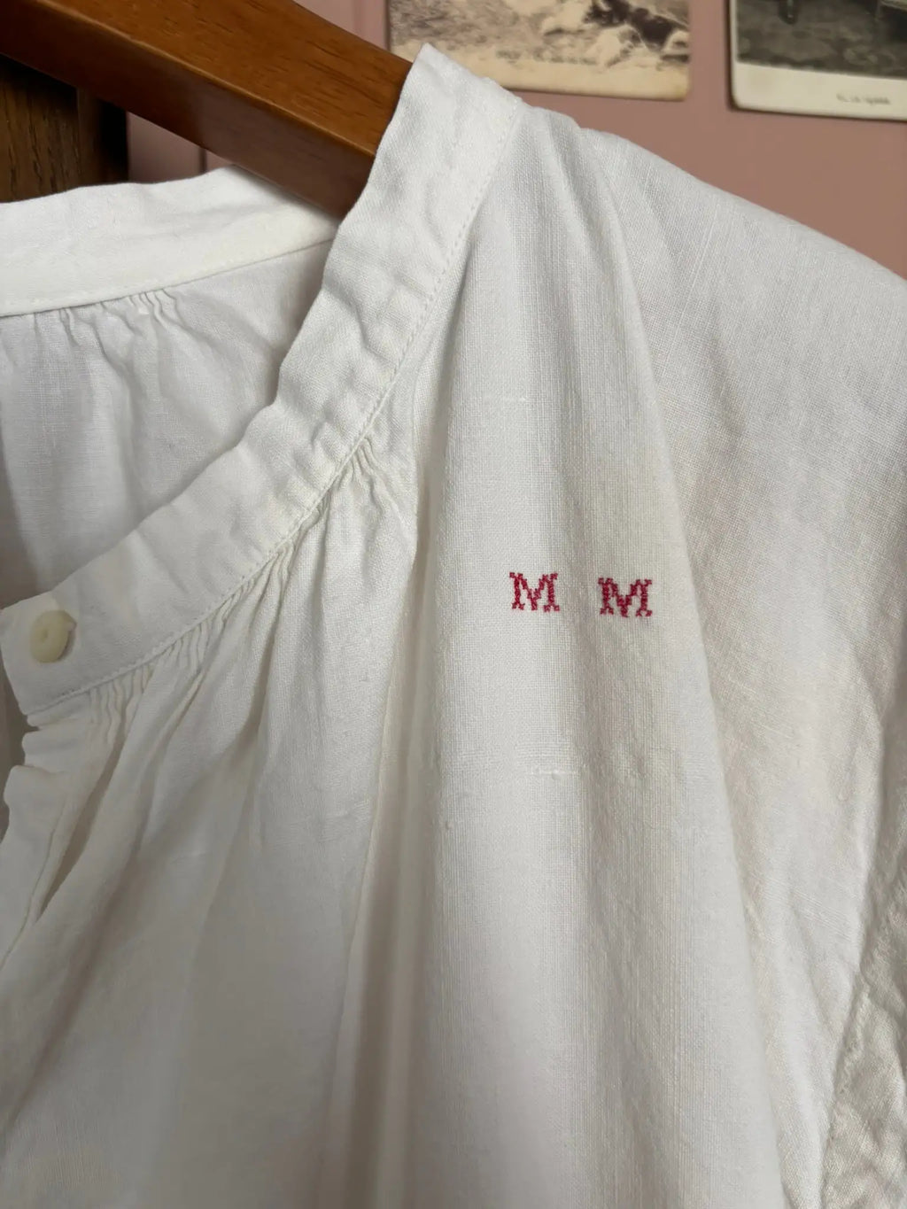 Chemise de nuit ancienne blanche monogrammée – Du 38 au 46 -  Vintage début XXe siècle