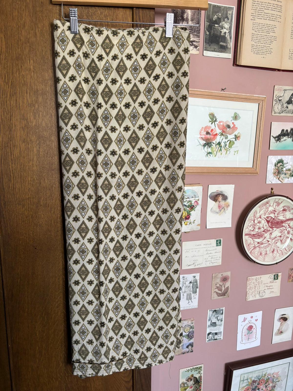 Jupe midi portefeuille à motifs – Du 38 au 44 – Vintage années 90