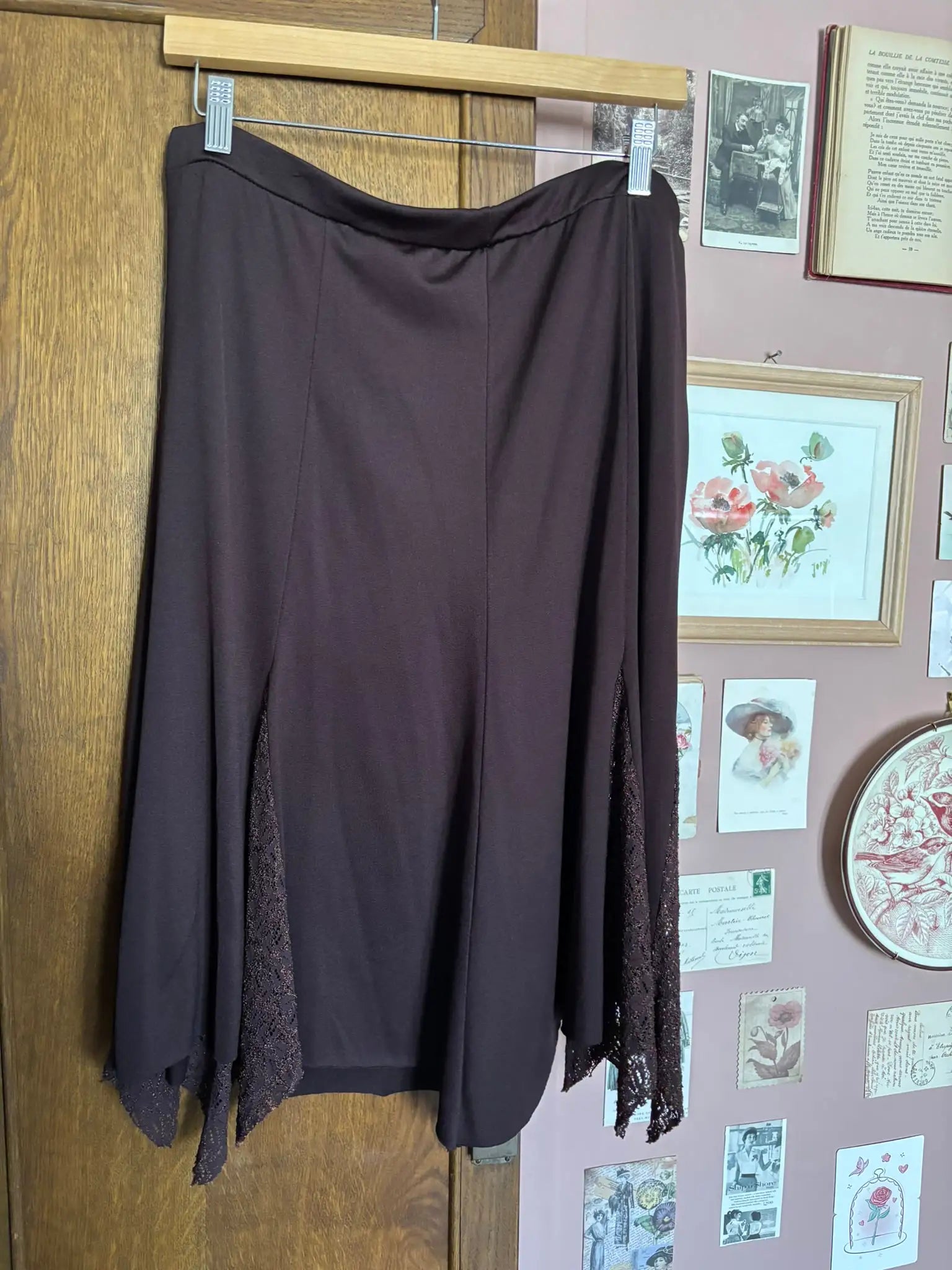 Jupe midi bohème à dentelle – T.44/46 – Vintage années 2000