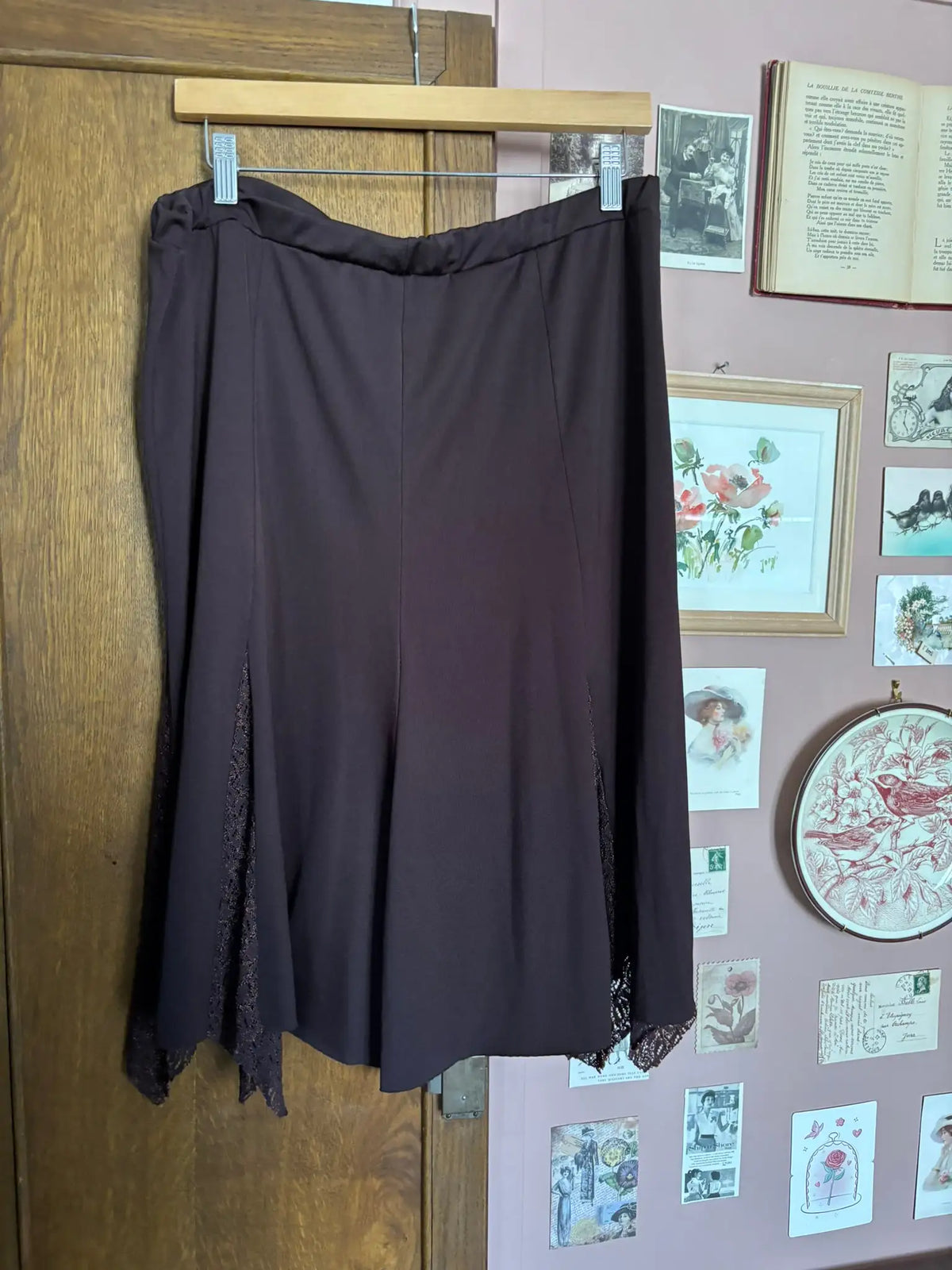 Jupe midi bohème à dentelle – T.44/46 – Vintage années 2000