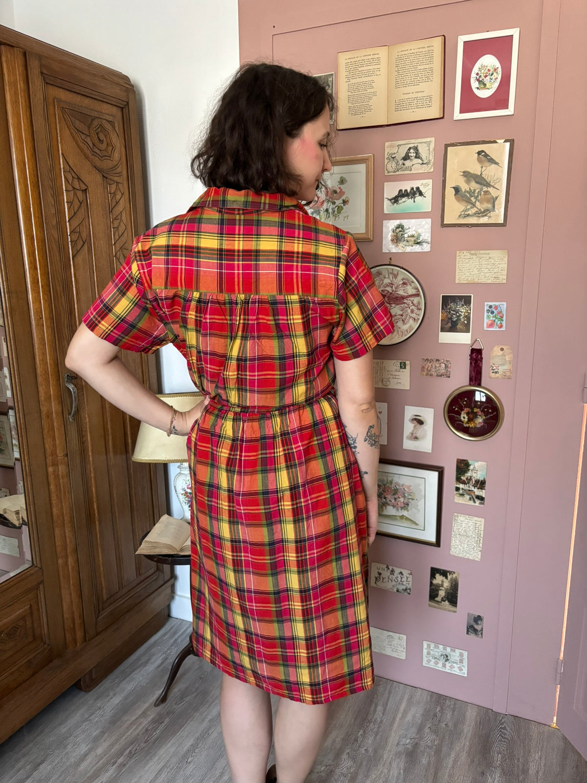 Robe-chemise à carreaux multicolores – Du 38 au 44  – Années 80/90