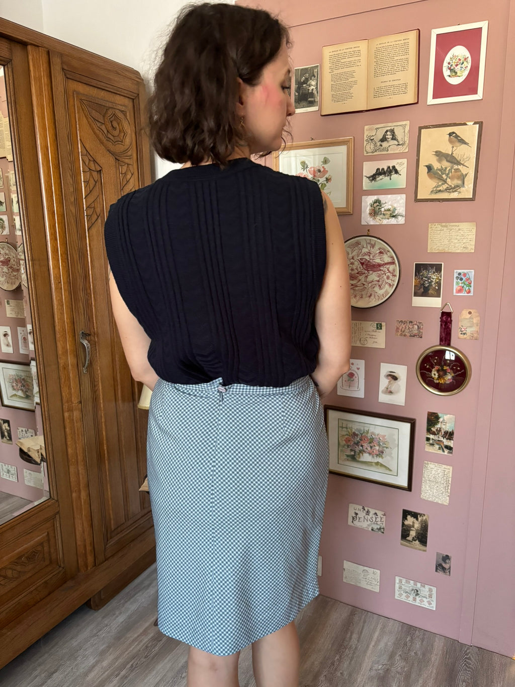 Micro-check A-line mini skirt – Size 10 (US) / 12 (UK) – 90s