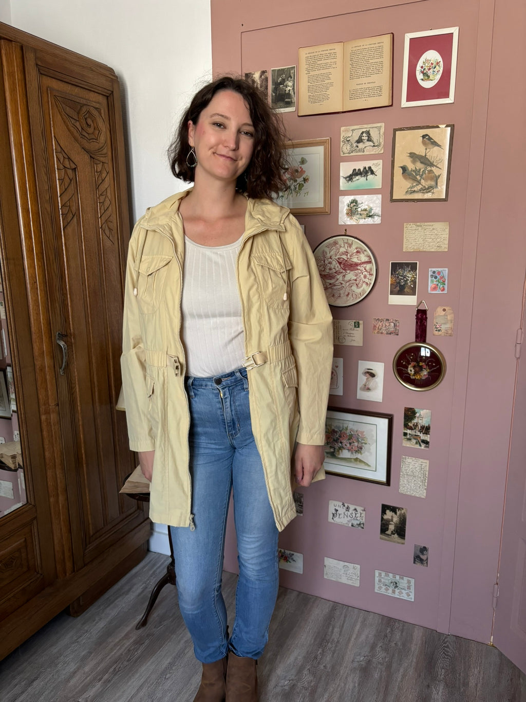 Parka légère vintage jaune pâle – T.38/40 -  Années 90/2000
