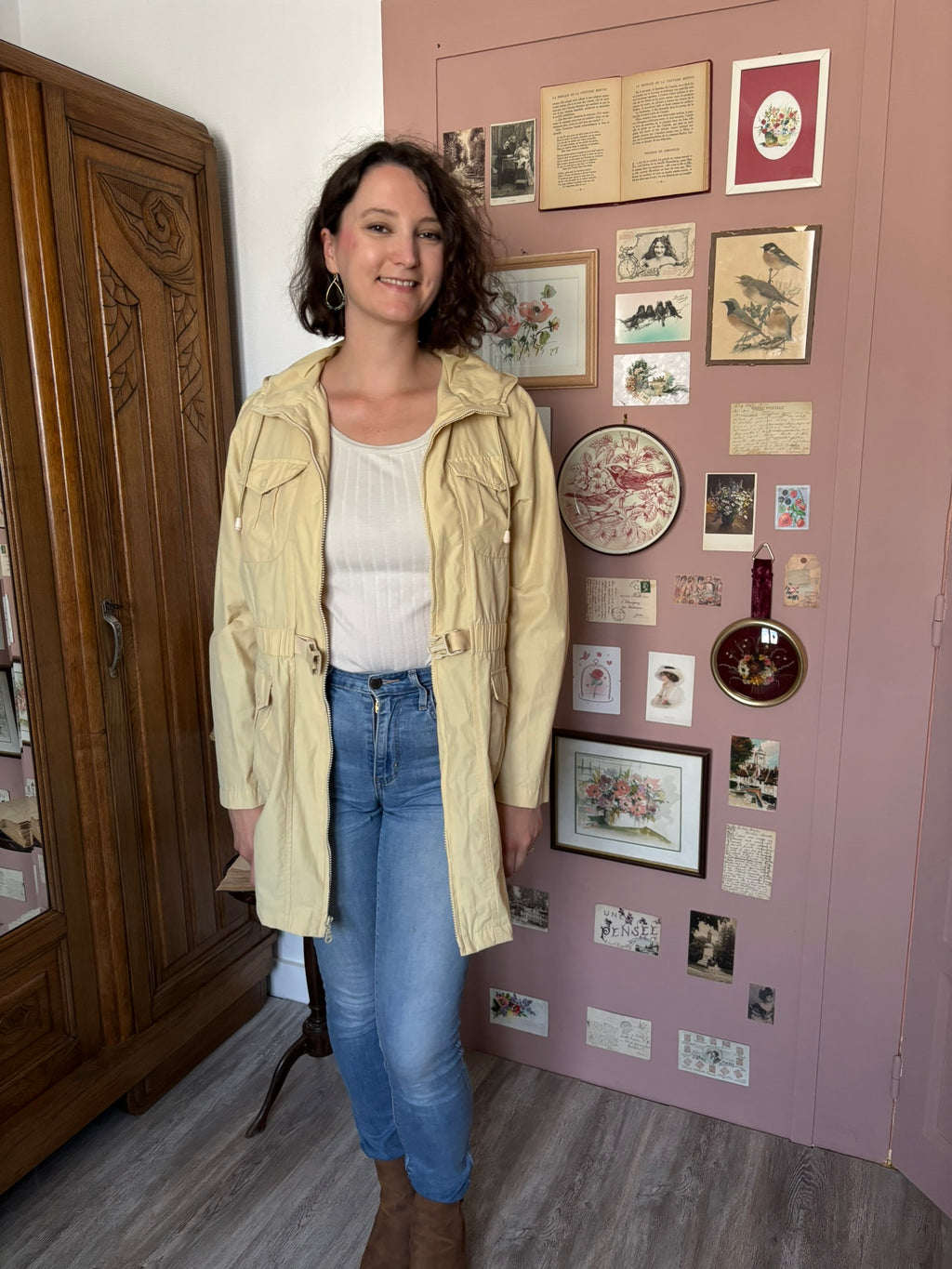 Parka légère vintage jaune pâle – T.38/40 -  Années 90/2000