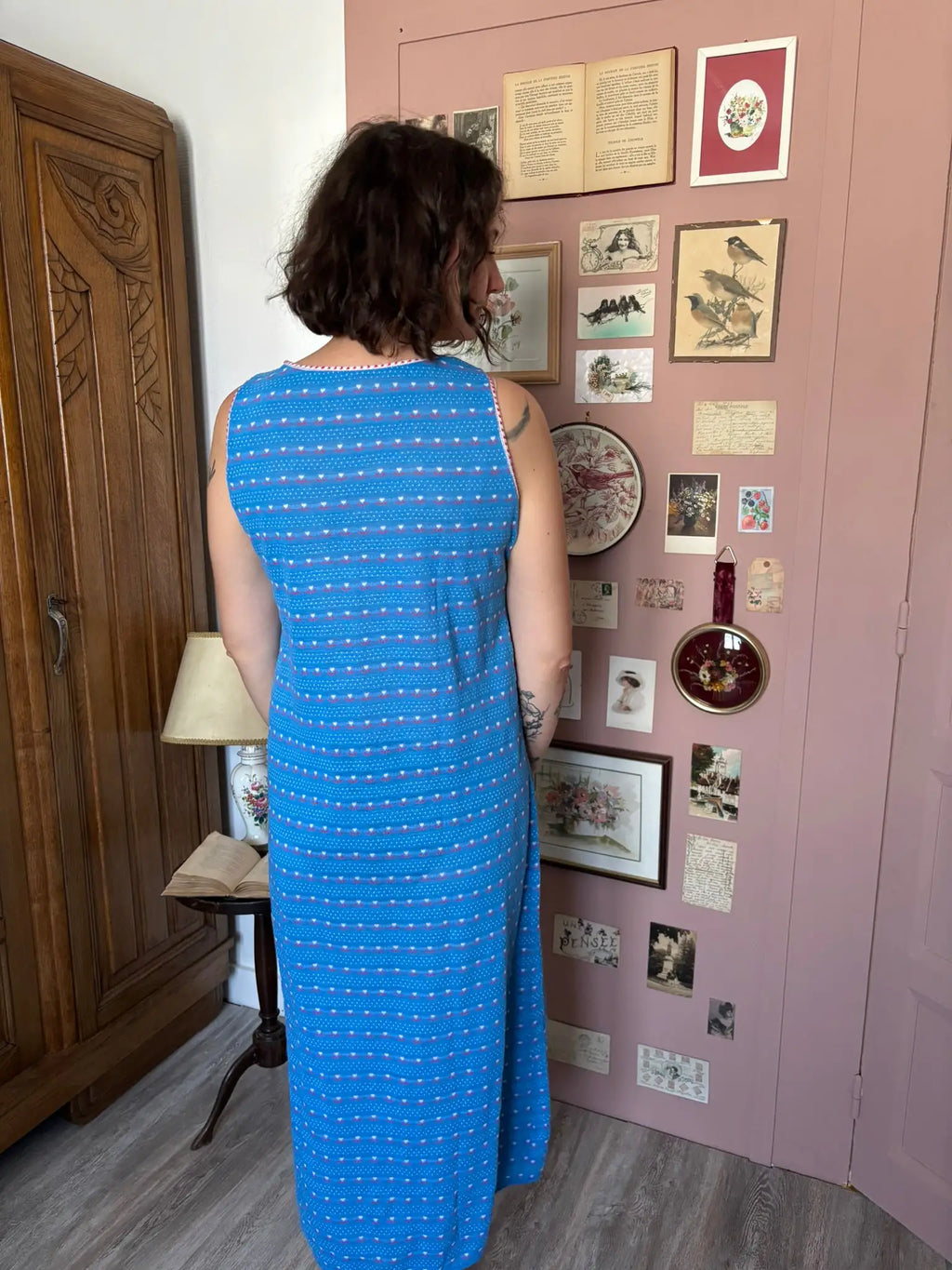 Hand-stitched vintage floral nightgown – Size 38/40 – 70s/80s