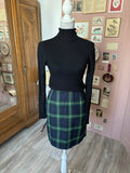 Vintage blue & green tartan skirt – Size XS/S – 80s/90s