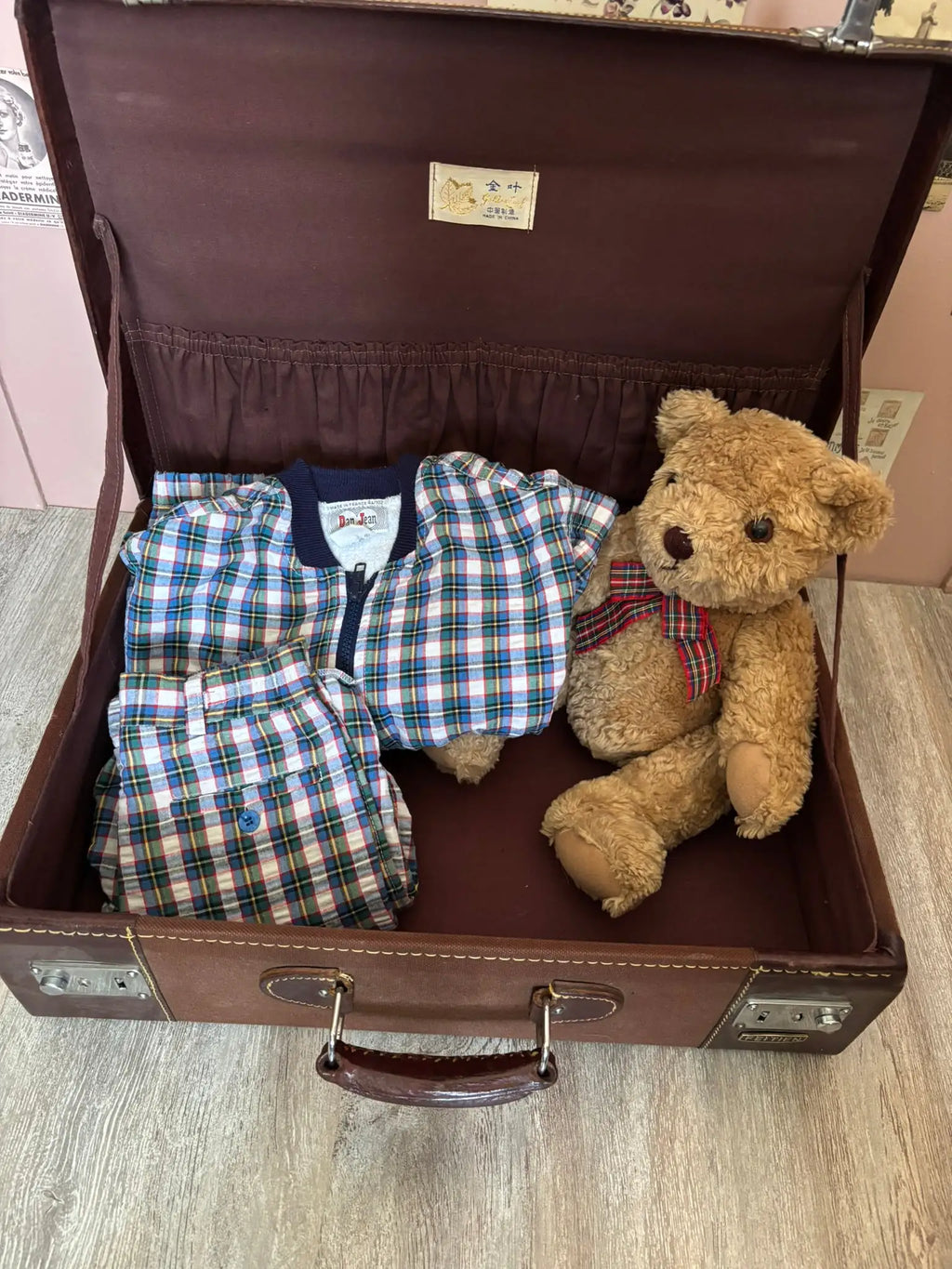 Vintage plaid children's set, jacket & trousers – Dan Jeans size 3/4 years – 1988-1990
