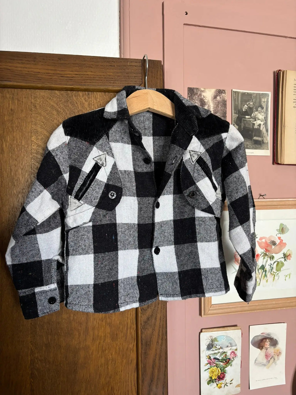 Black & white checkered child's shirt – 18/24 months – 80s vintage