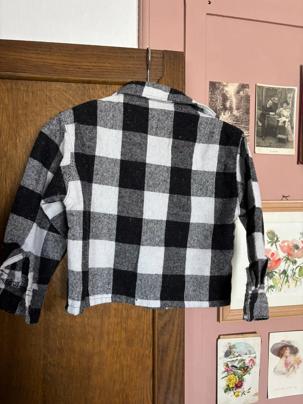 Black & white checkered child's shirt – 18/24 months – 80s vintage