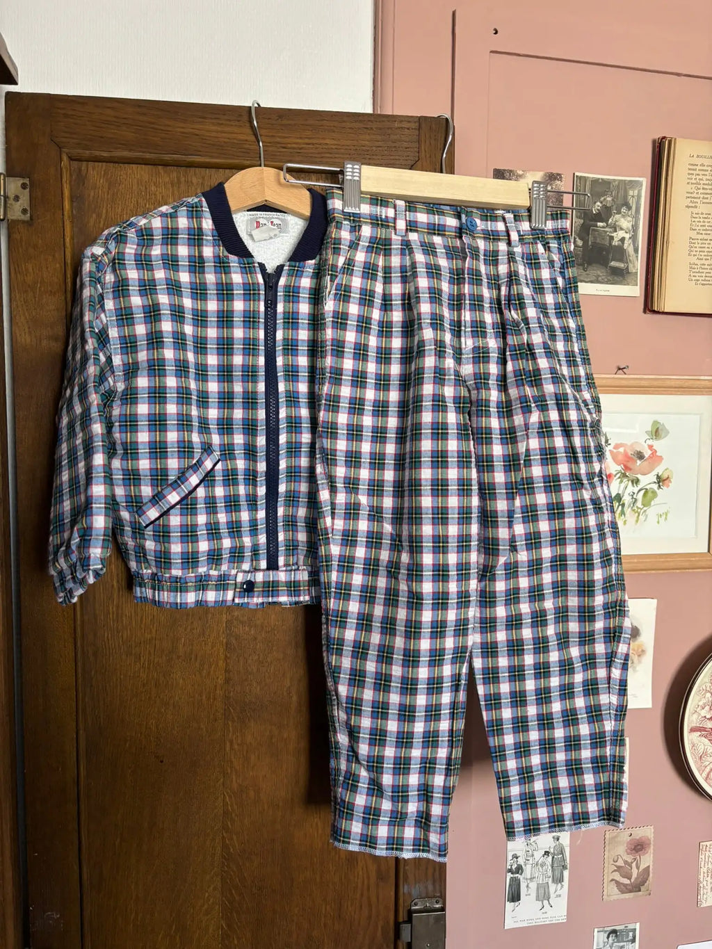 Vintage plaid children's set, jacket & trousers – Dan Jeans size 3/4 years – 1988-1990