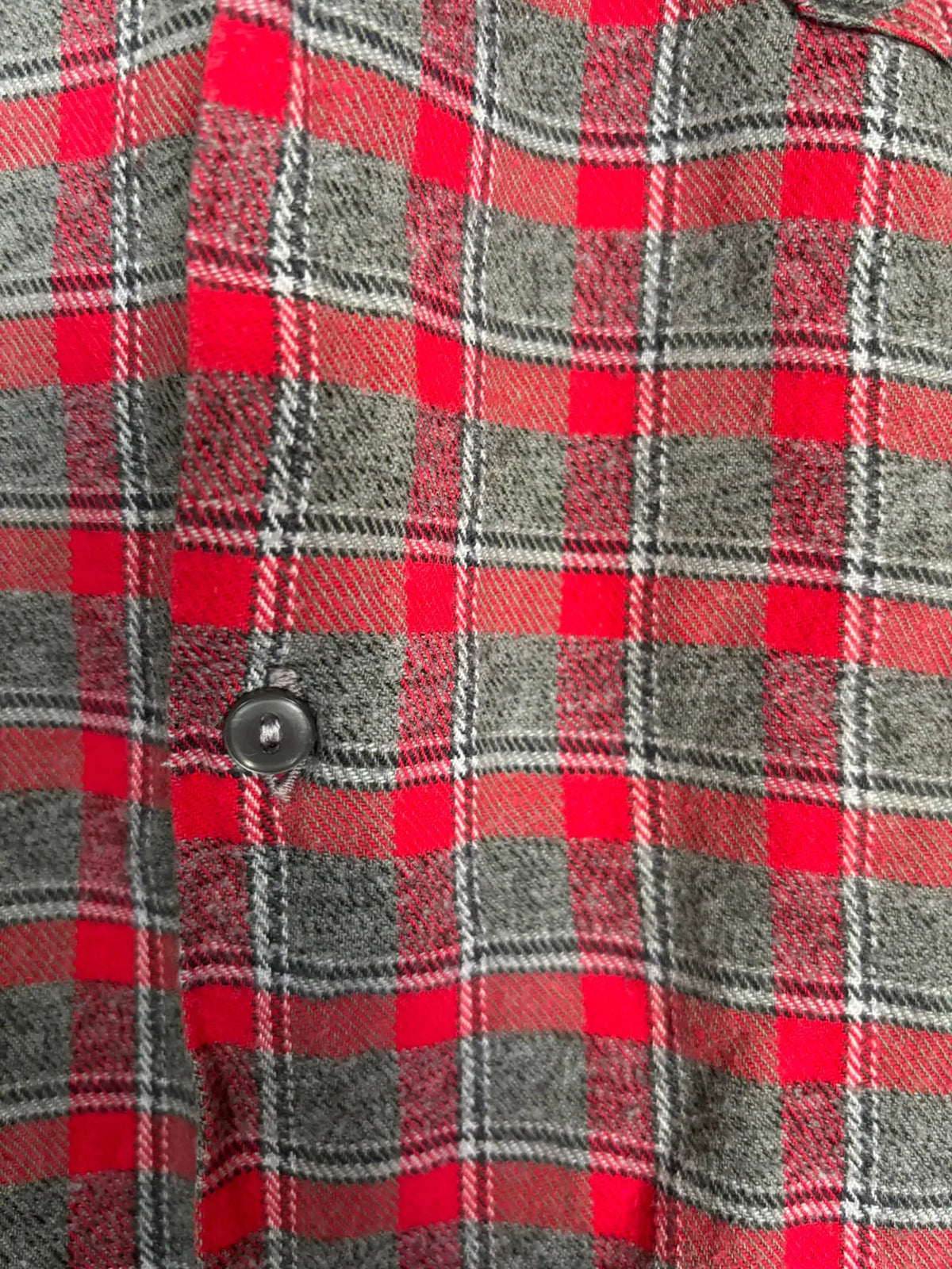 Chemise enfant vintage en flanelle à carreaux rouge et gris – Newki – T.12/14 ans - Années 70/80
