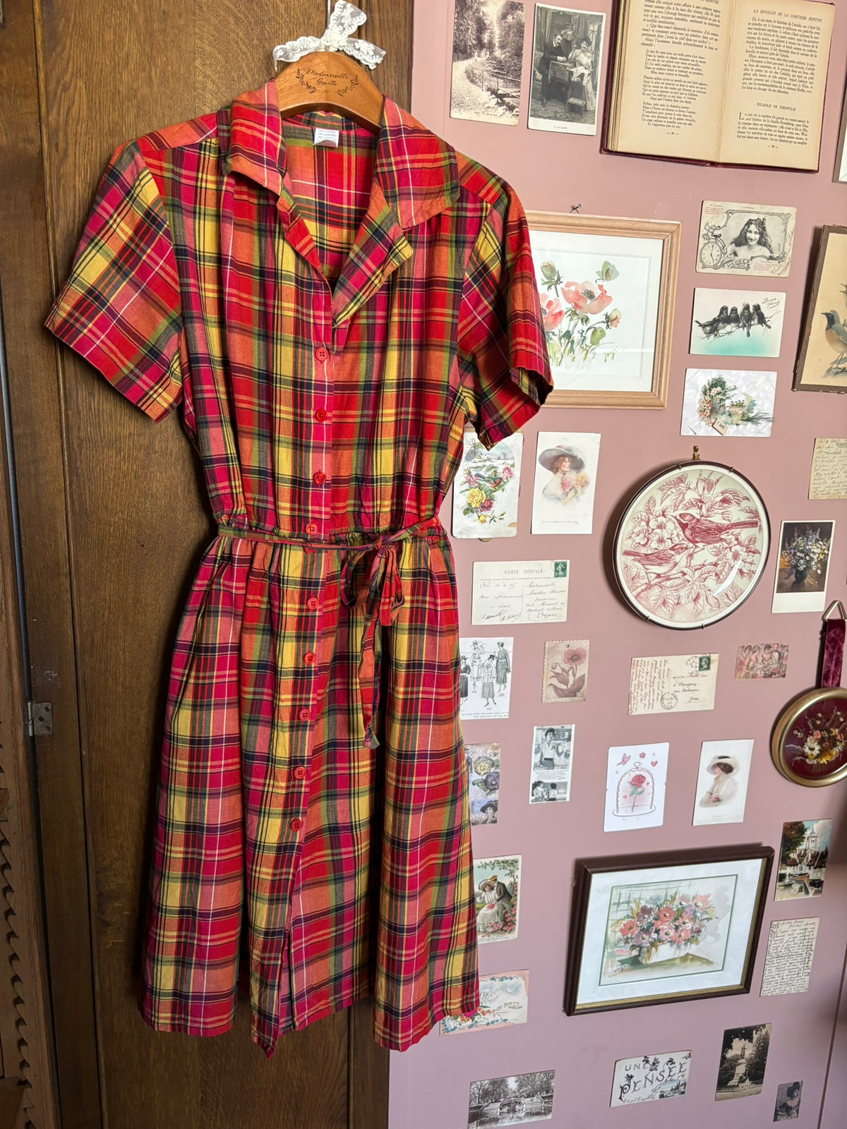 Robe-chemise à carreaux multicolores – Du 38 au 44  – Années 80/90