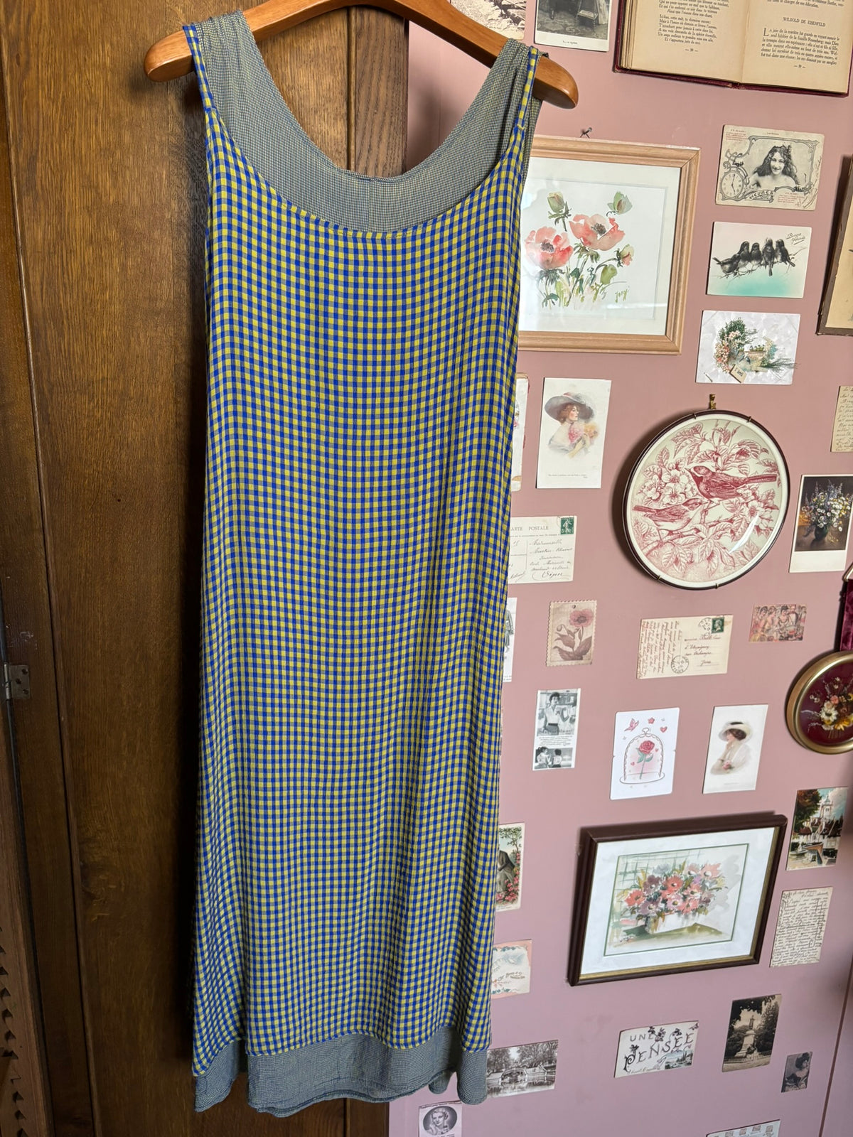 Pinafore-style plaid maxi dress – Size 38 – 90s/2000s