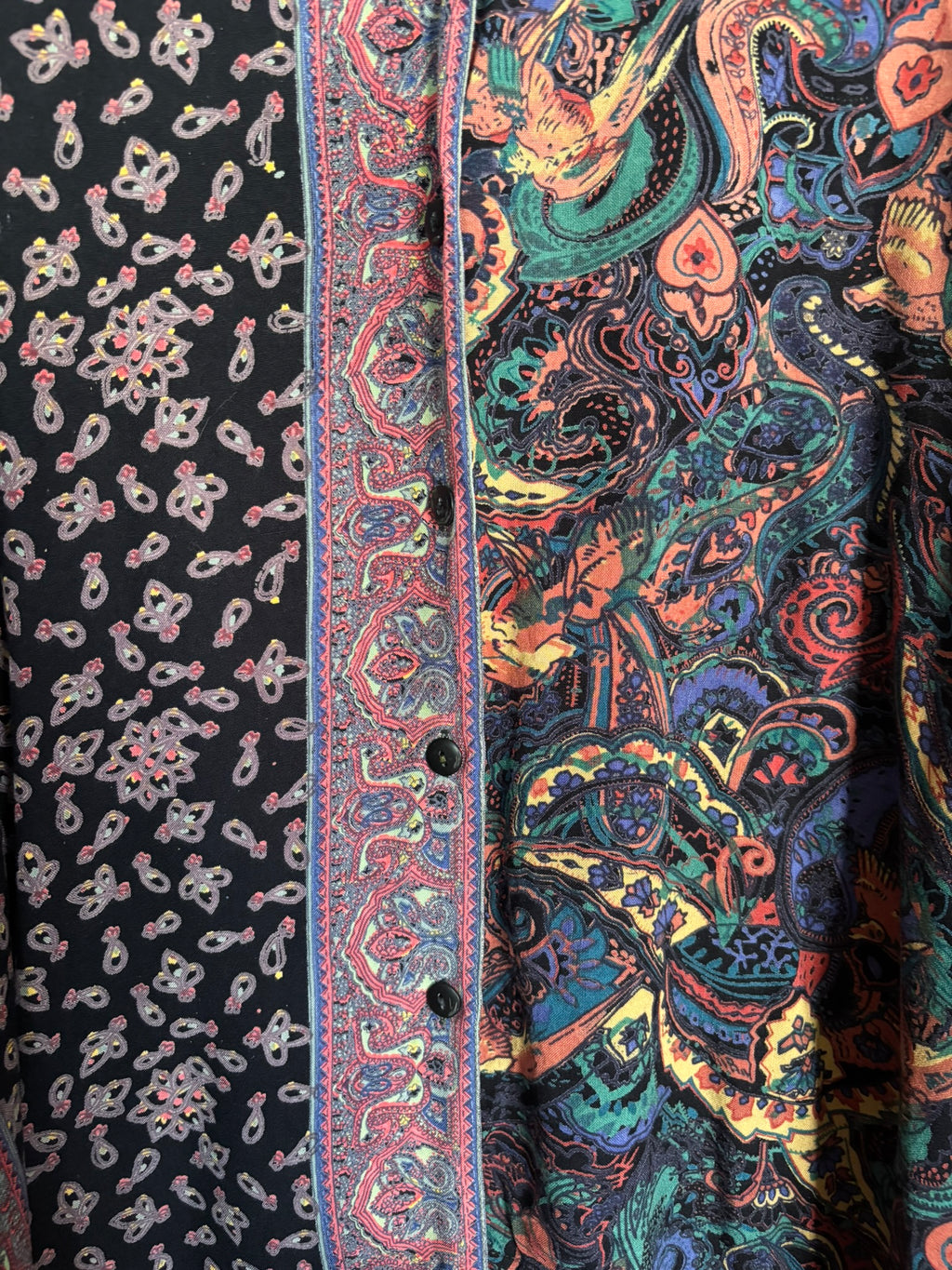Chemise patchwork multicolore à motifs cachemire – Du 38 au 44 – Années 90