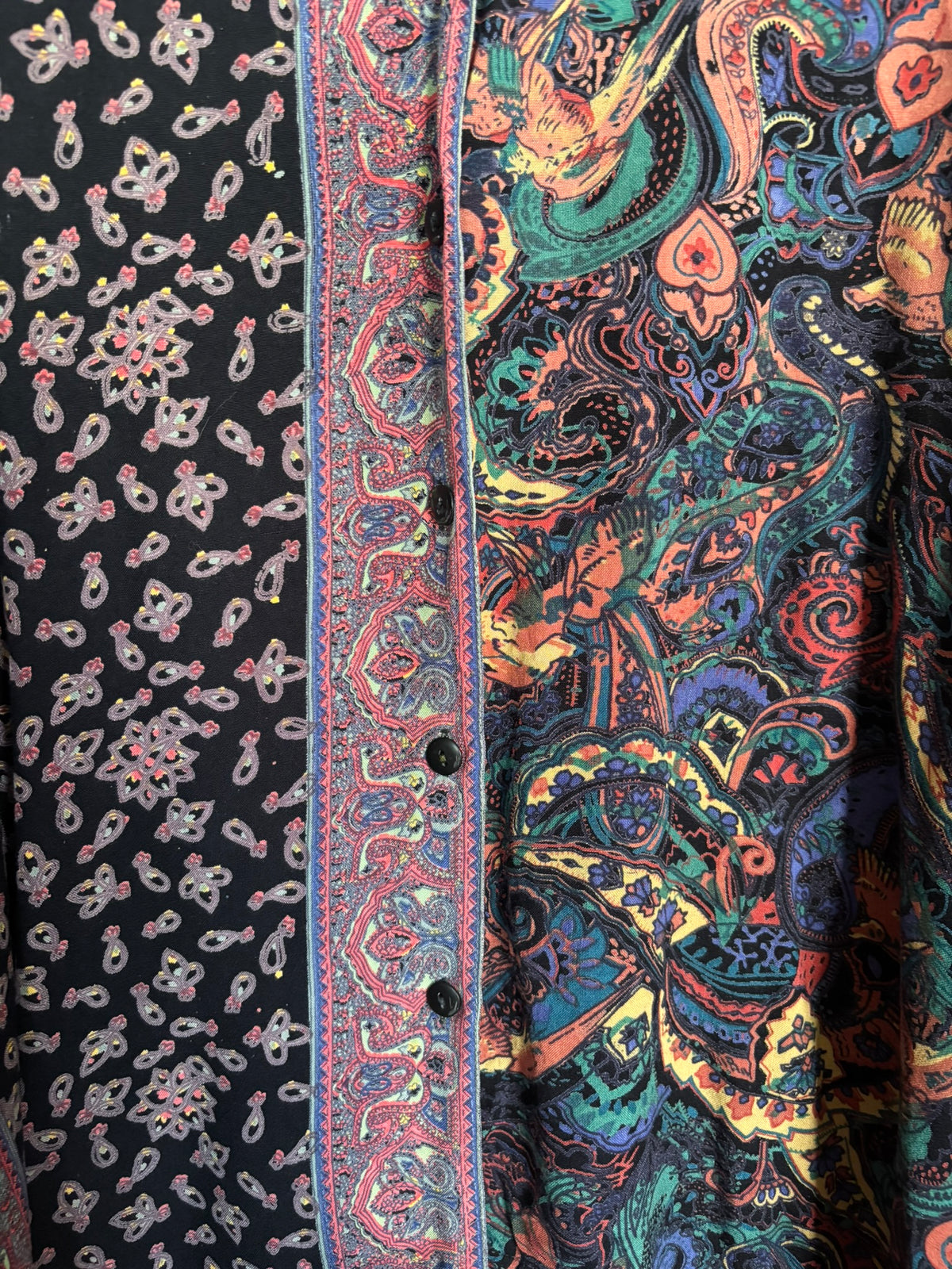 Chemise patchwork multicolore à motifs cachemire – Du 38 au 44 – Années 90