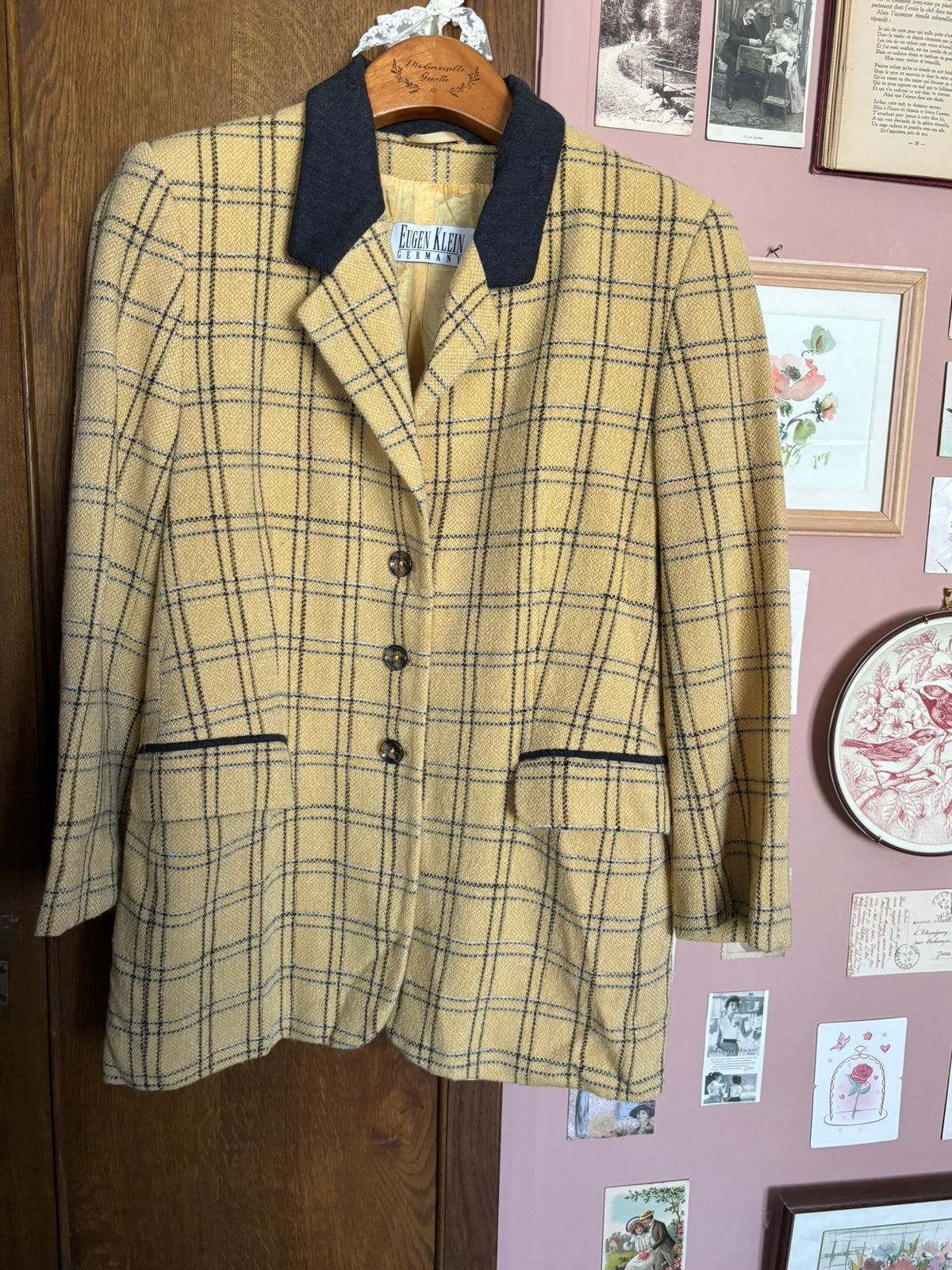 Blazer vintage à carreaux moutarde –T.38/40-  Années 80/90