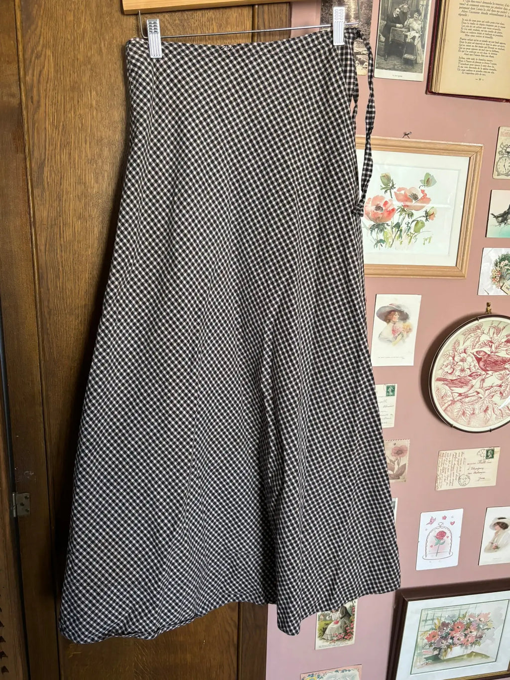 Tablier de taille ancien à carreaux – Cousu main – Du 36 au 44- Années 1935-1955