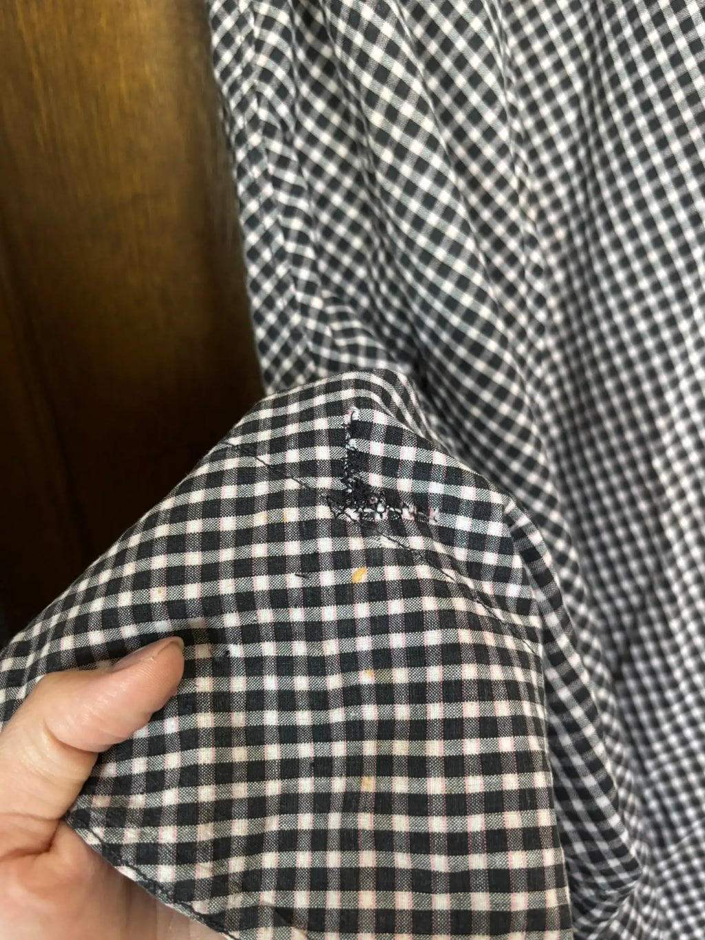 Tablier de taille ancien à carreaux – Cousu main – Du 36 au 44- Années 1935-1955