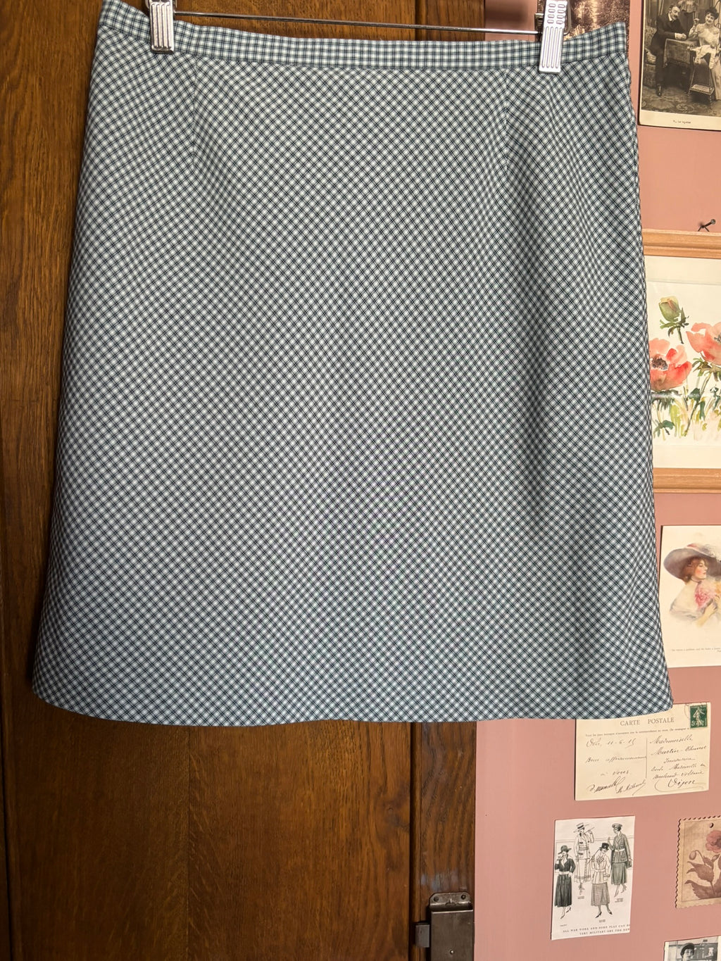 Micro-check A-line mini skirt – Size 10 (US) / 12 (UK) – 90s