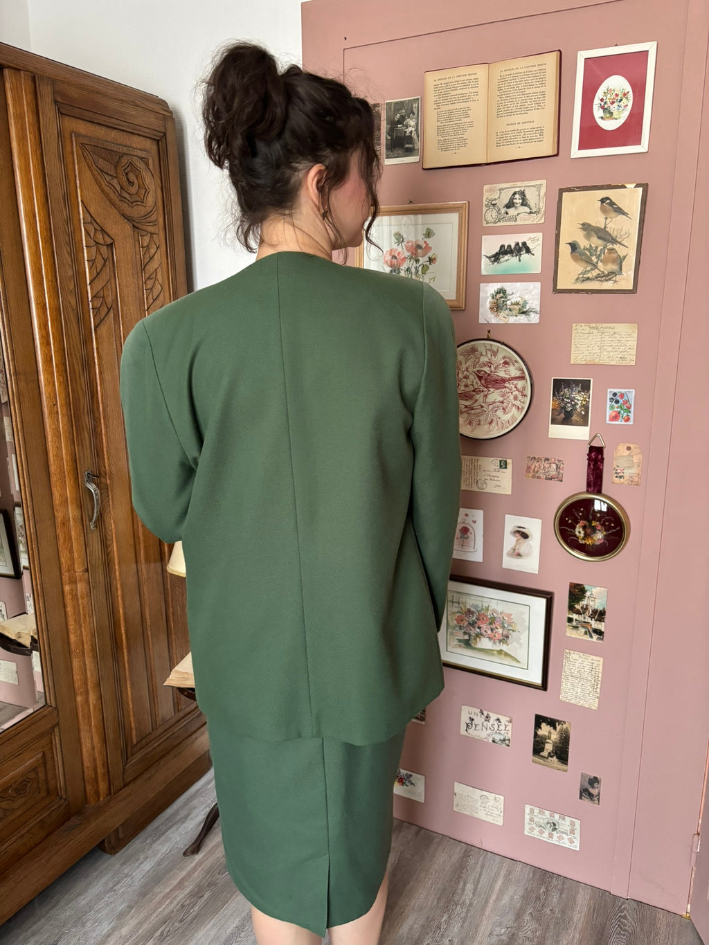 Ensemble tailleur kaki – T. 38/40 – Vintage années 90