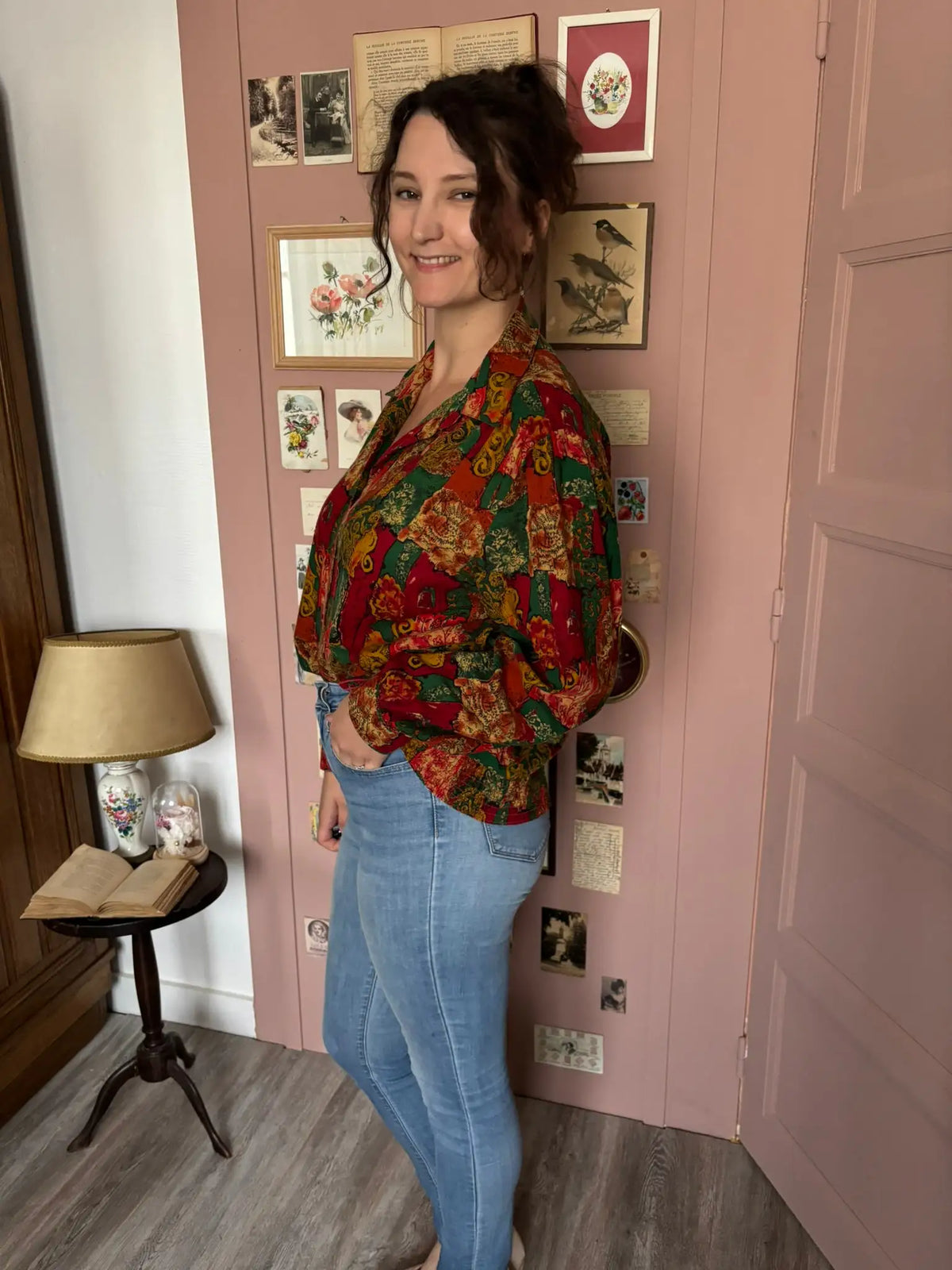 Chemise vintage patchwork cachemire & baroque –Du 38 au 42 - Années 90