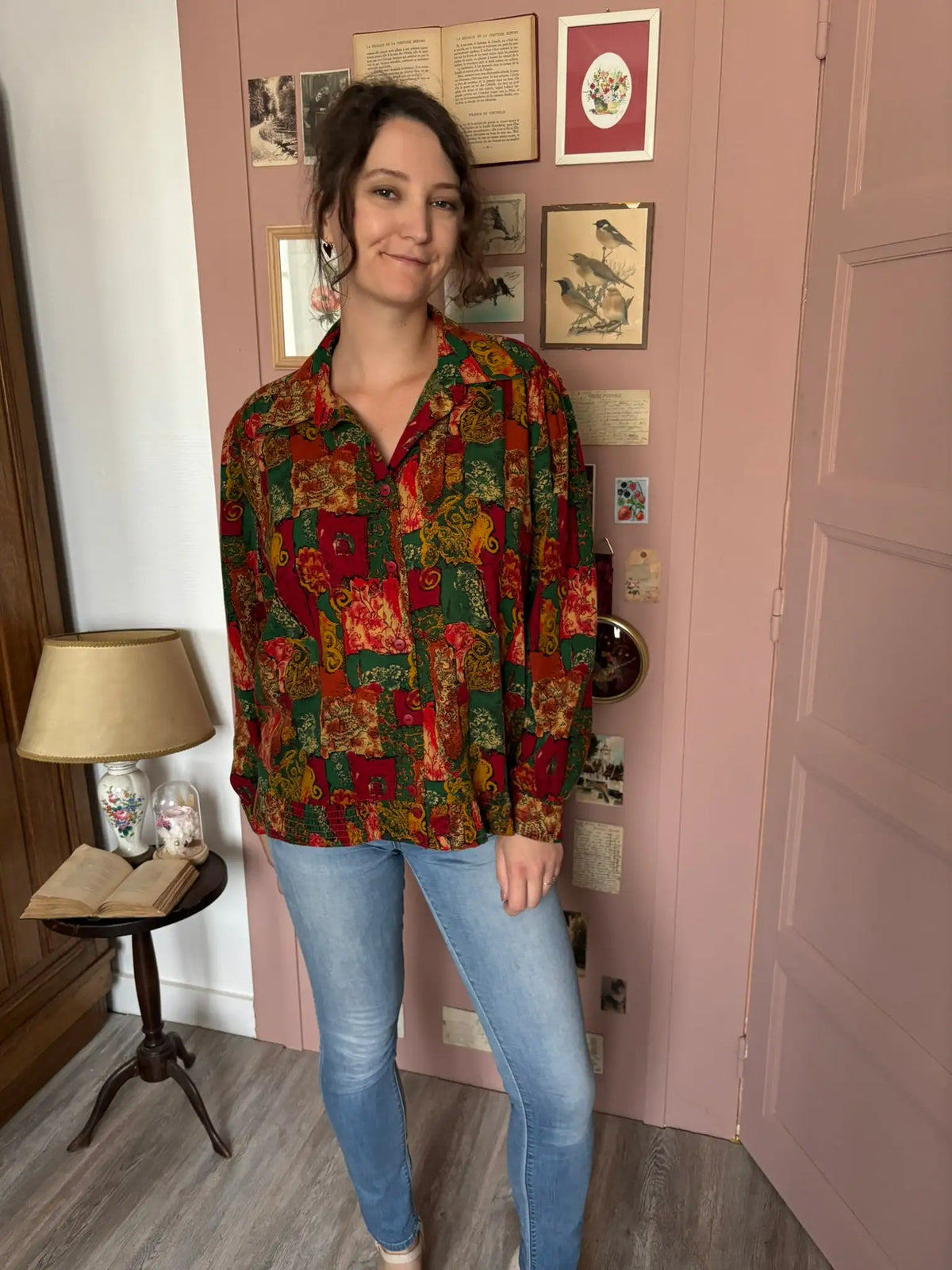 Chemise vintage patchwork cachemire & baroque –Du 38 au 42 - Années 90