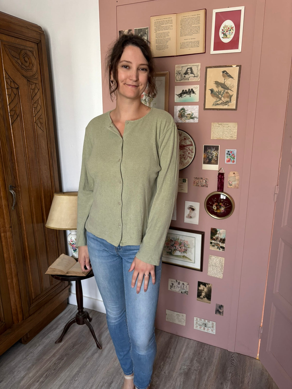 Cardigan fin vert sauge vintage – Nothing Else - T.40/42 - Années 90/2000