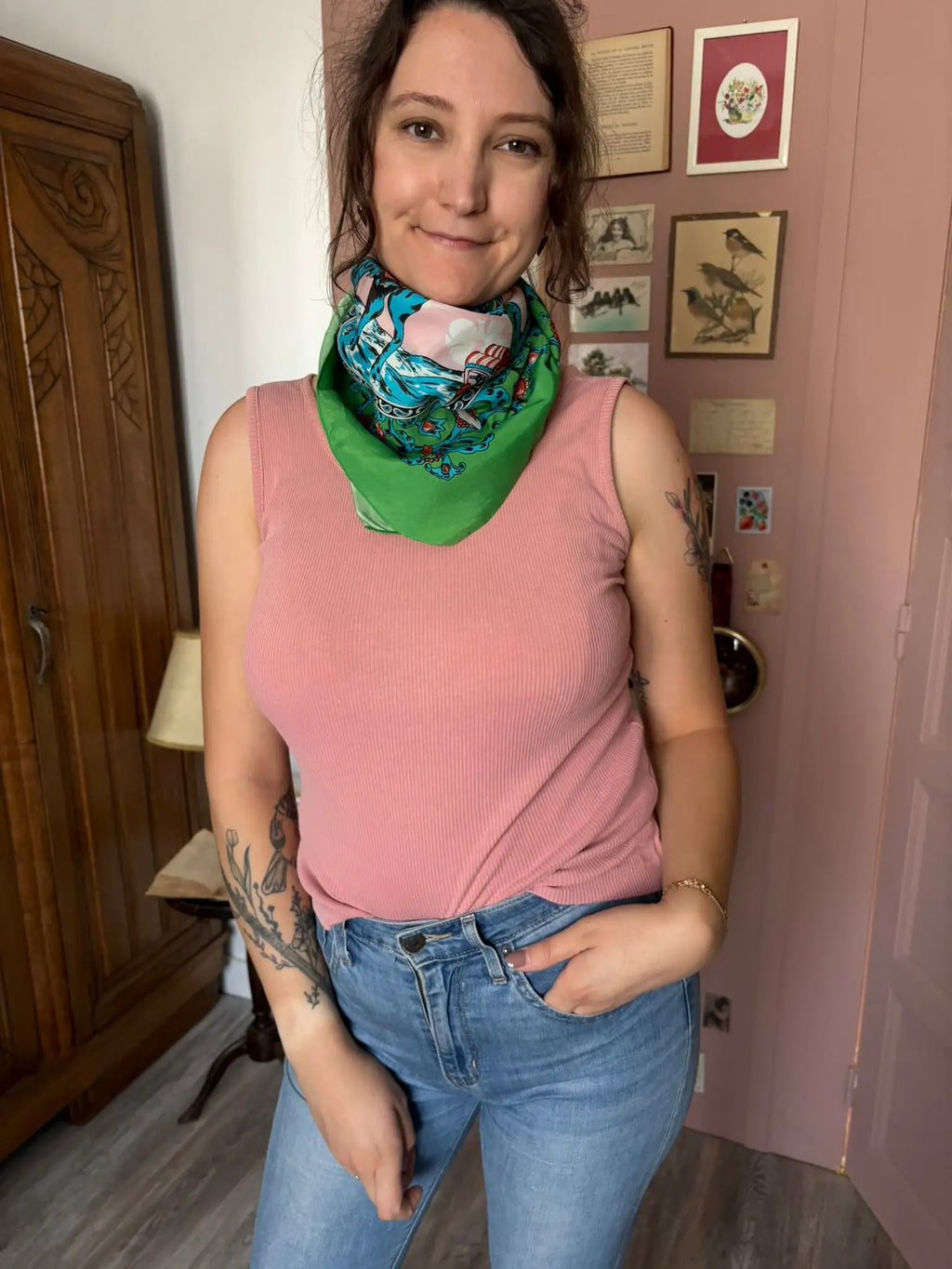 Vintage dromedary print scarf – 80s/90s