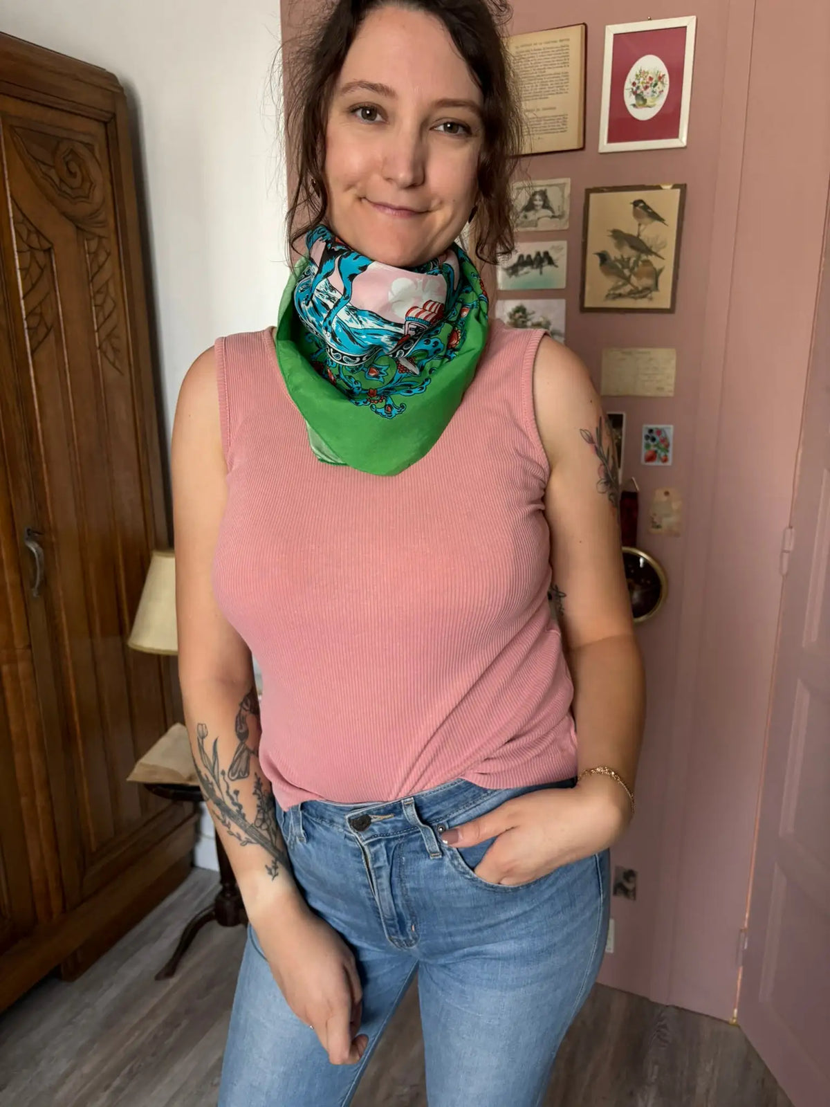Vintage dromedary print scarf – 80s/90s