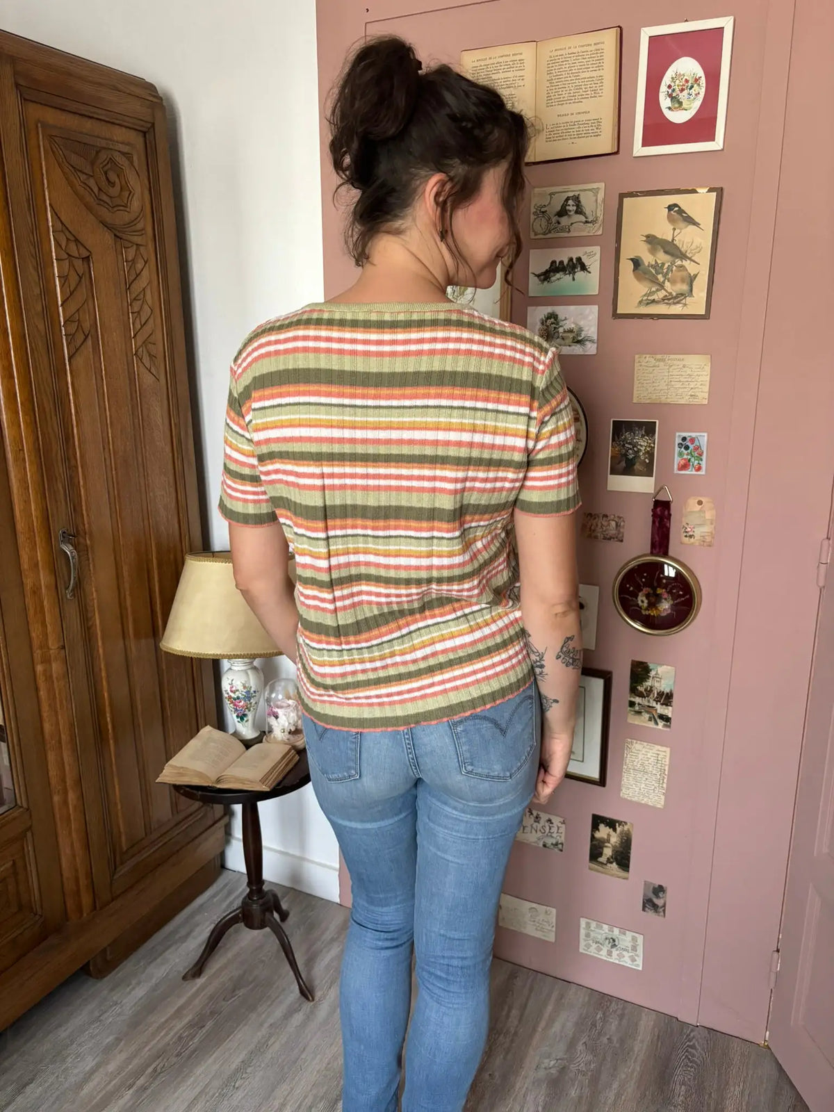 T-shirt en maille rayée Damart – Vintage - T.40/42 - années 2000
