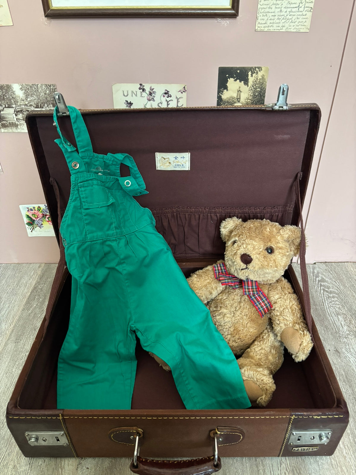 Vintage green children's overalls – 12 months – 1980s