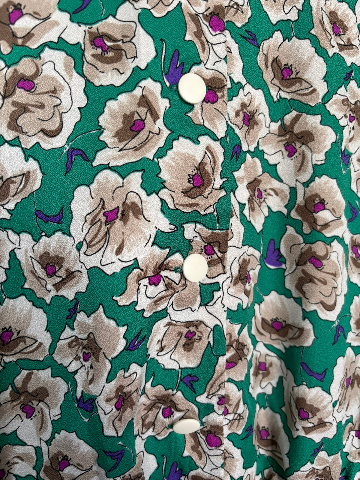Green floral midi dress – Size 14/16 (US) / 42/44 (EU) – 80s/90s vintage