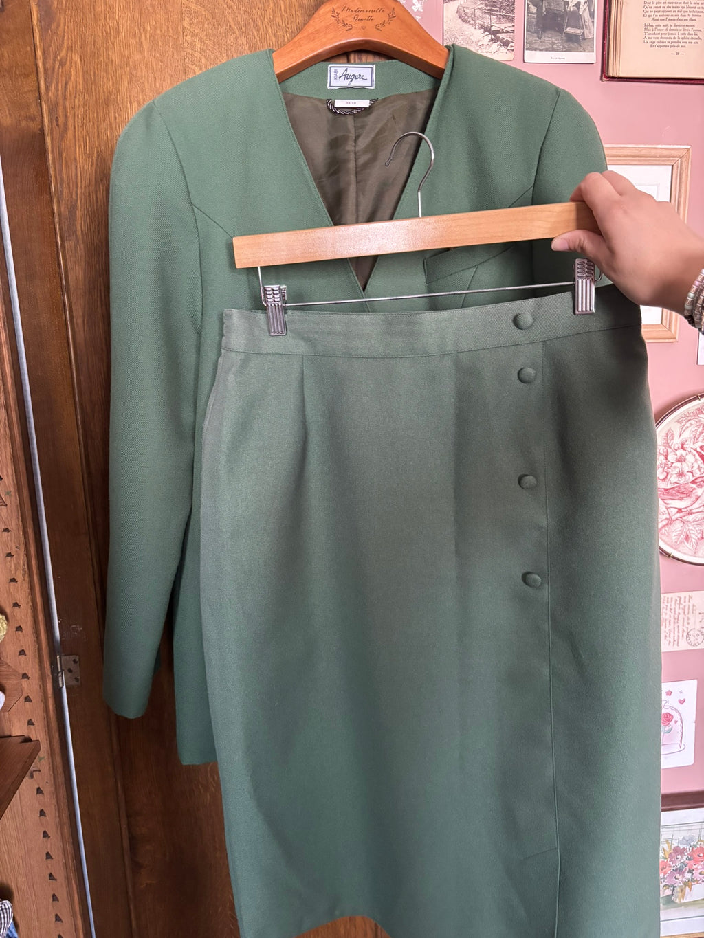 Ensemble tailleur kaki – T. 38/40 – Vintage années 90